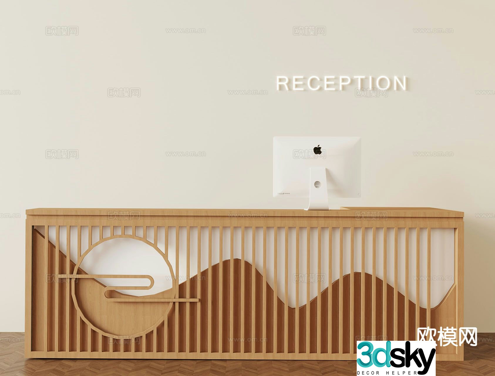 Modern front desk cashier information desk 3d model