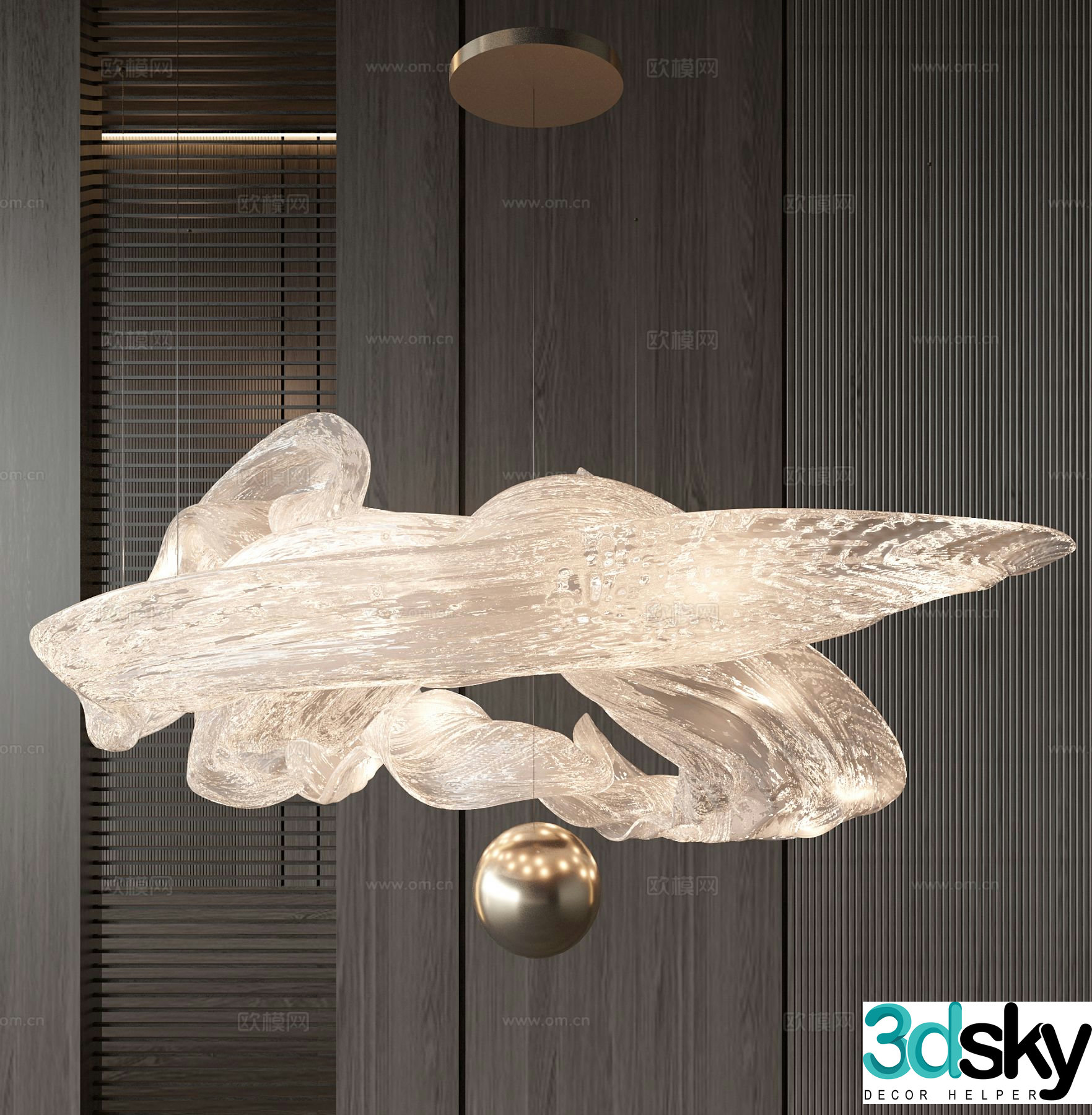 Light luxury chandelier hall chandelier 3d model