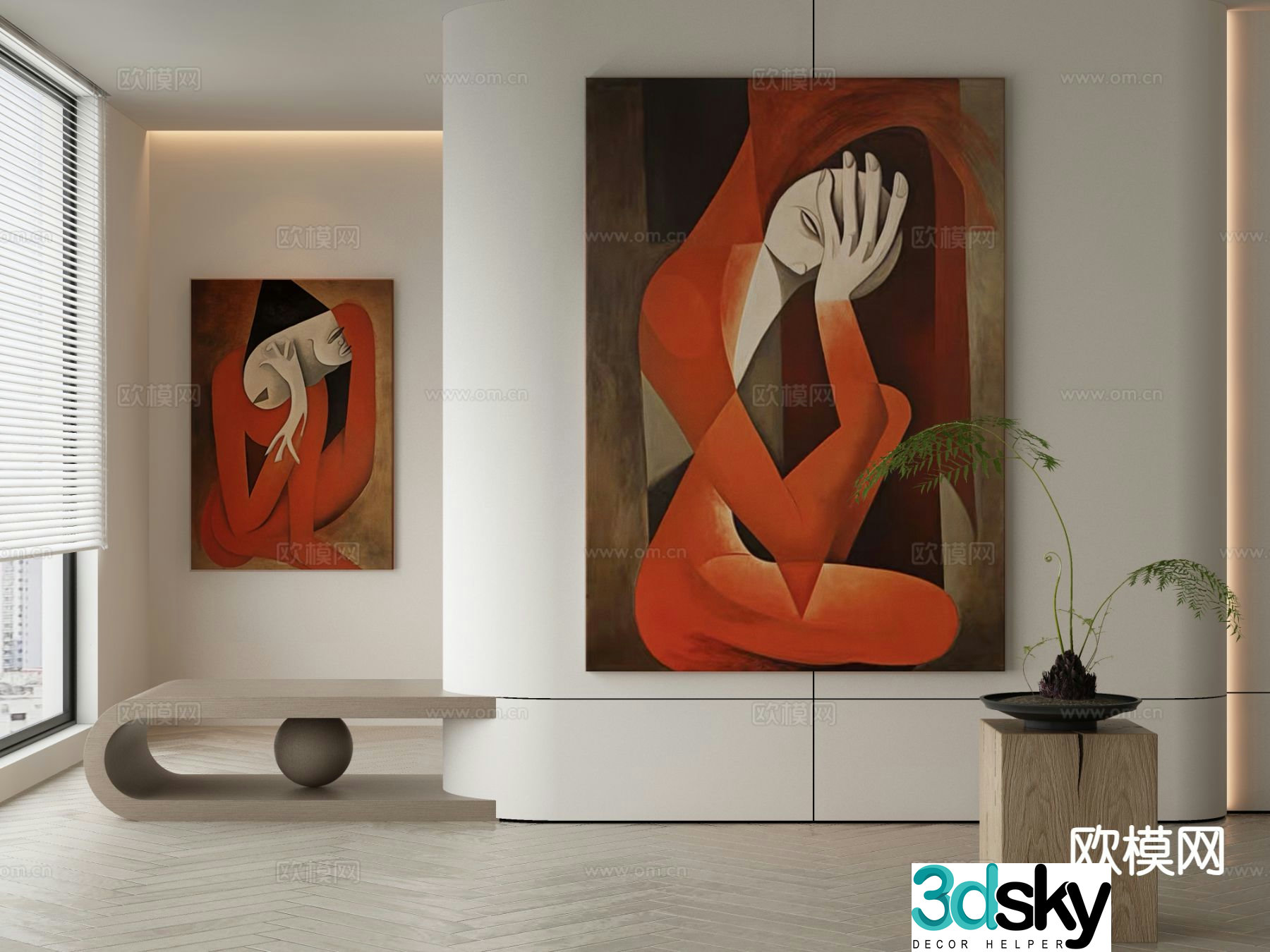 Modern abstract painting decorative painting 3d model
