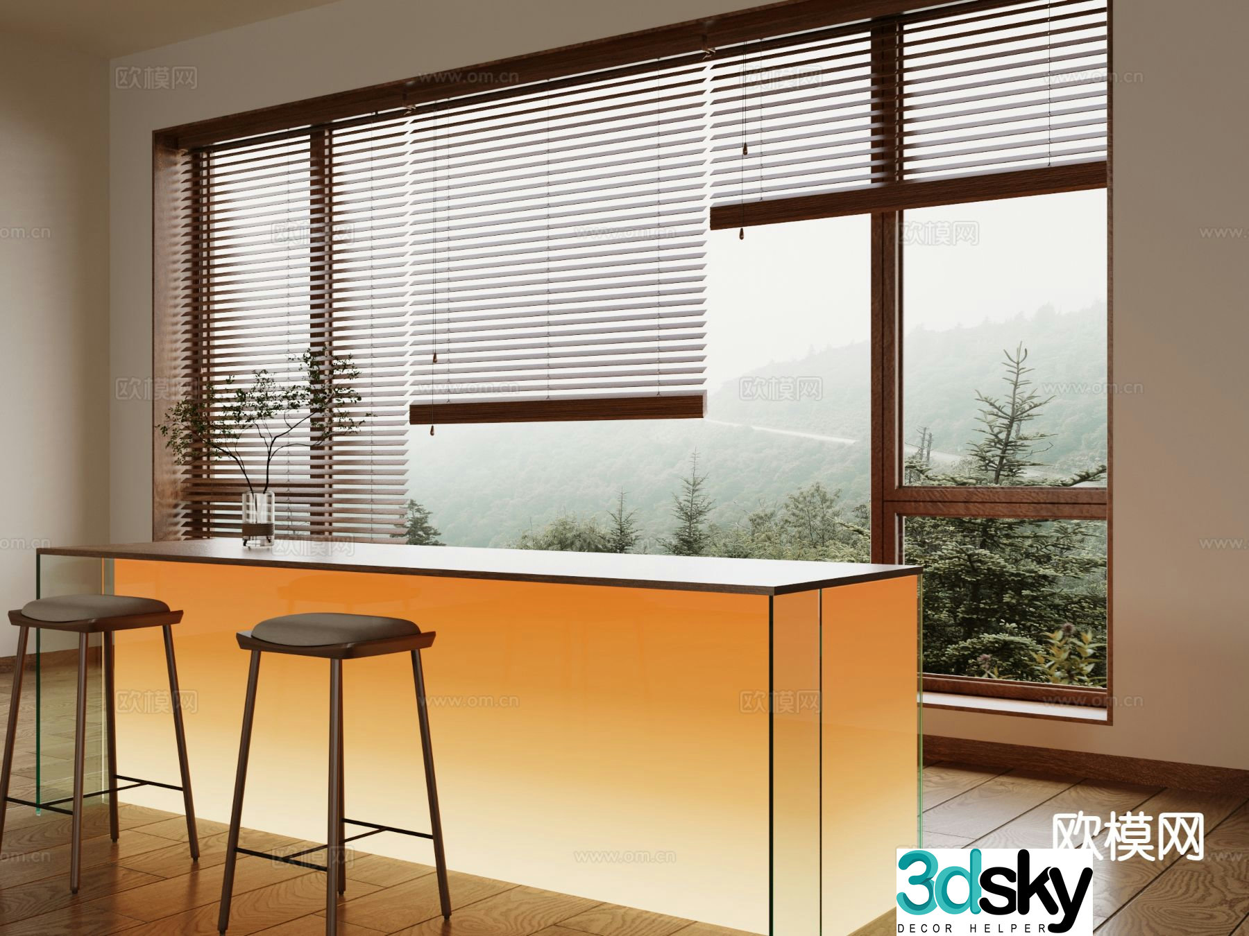 Modern illuminated bar 3d model