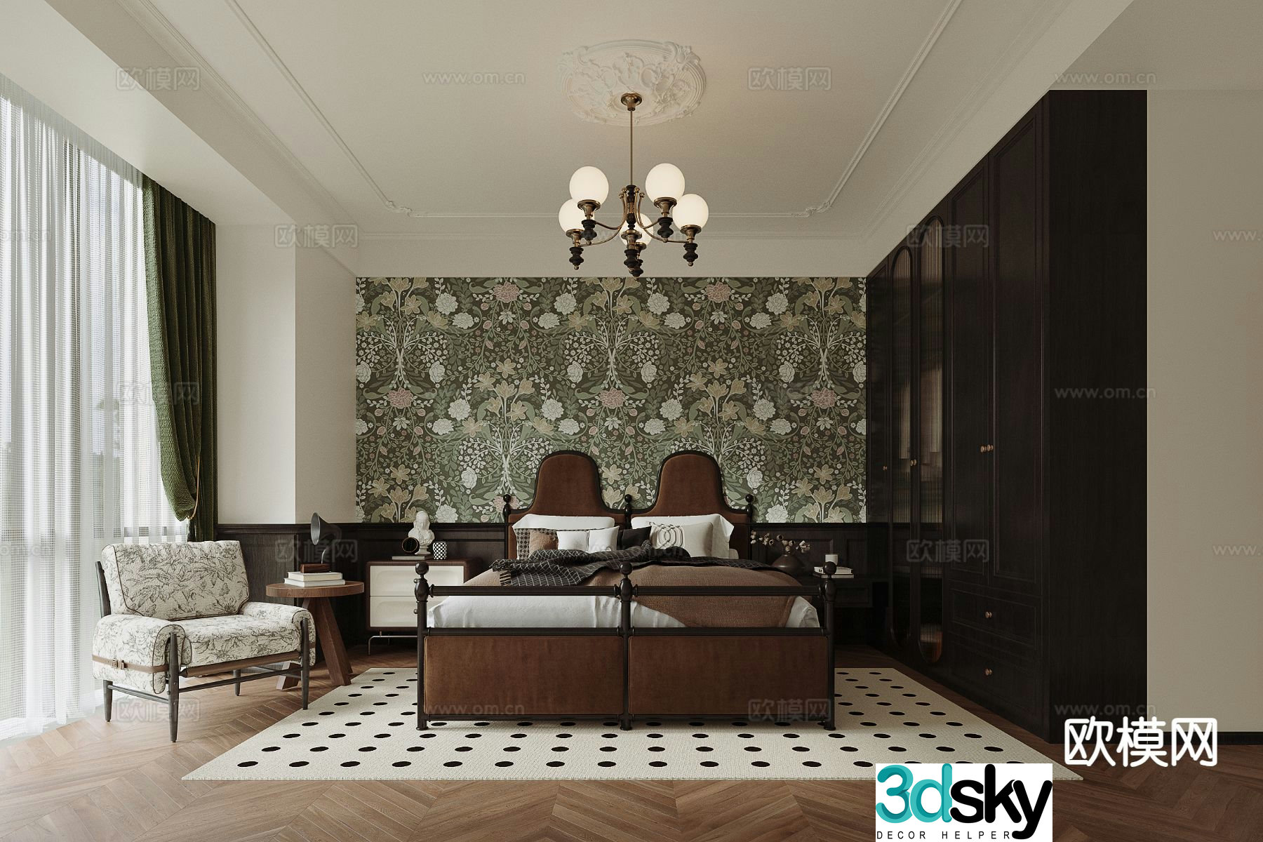 Medieval style bedroom master bedroom 3d model