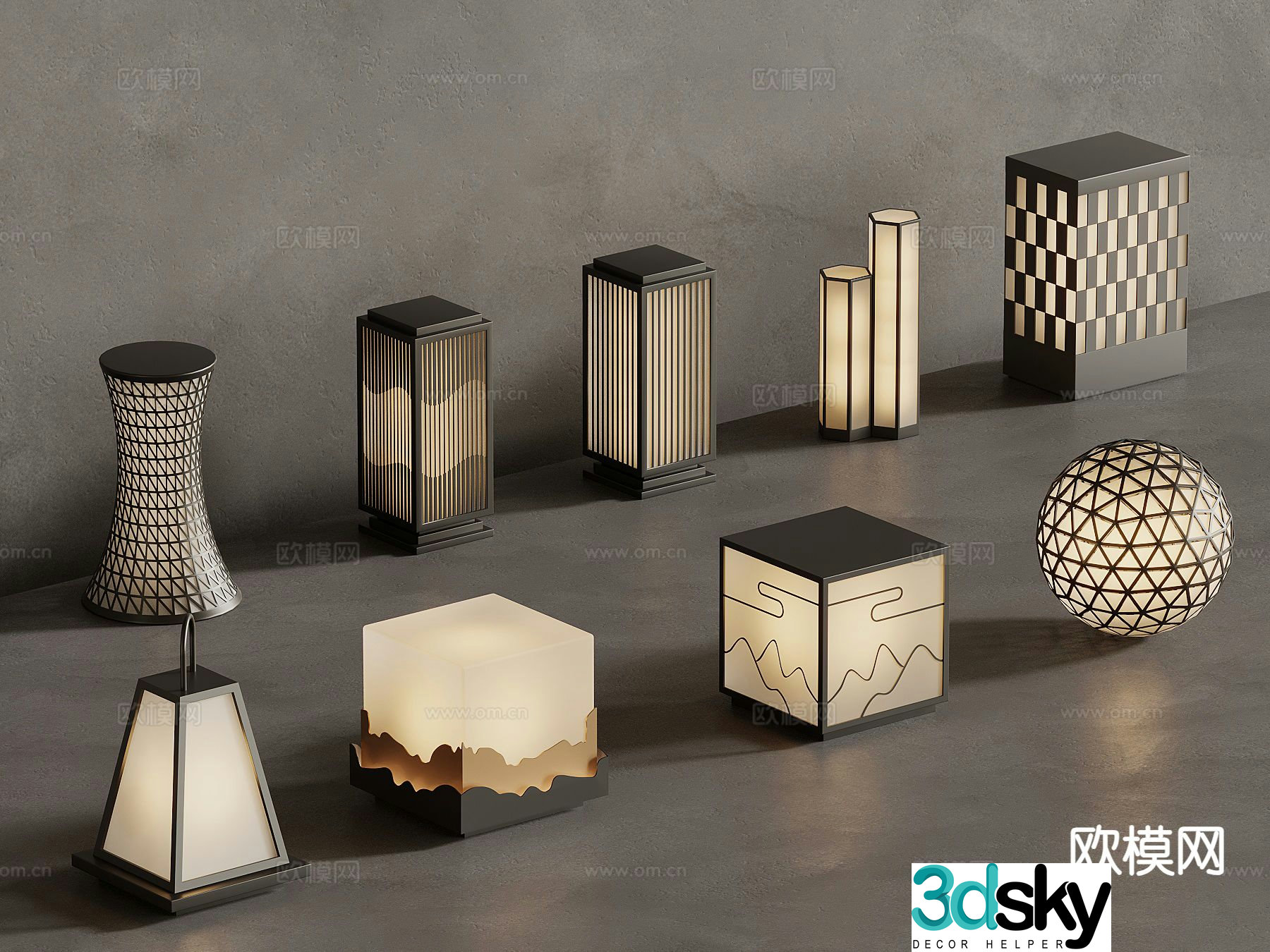 New Chinese style outdoor lamp garden lamp lawn lamp 3d model