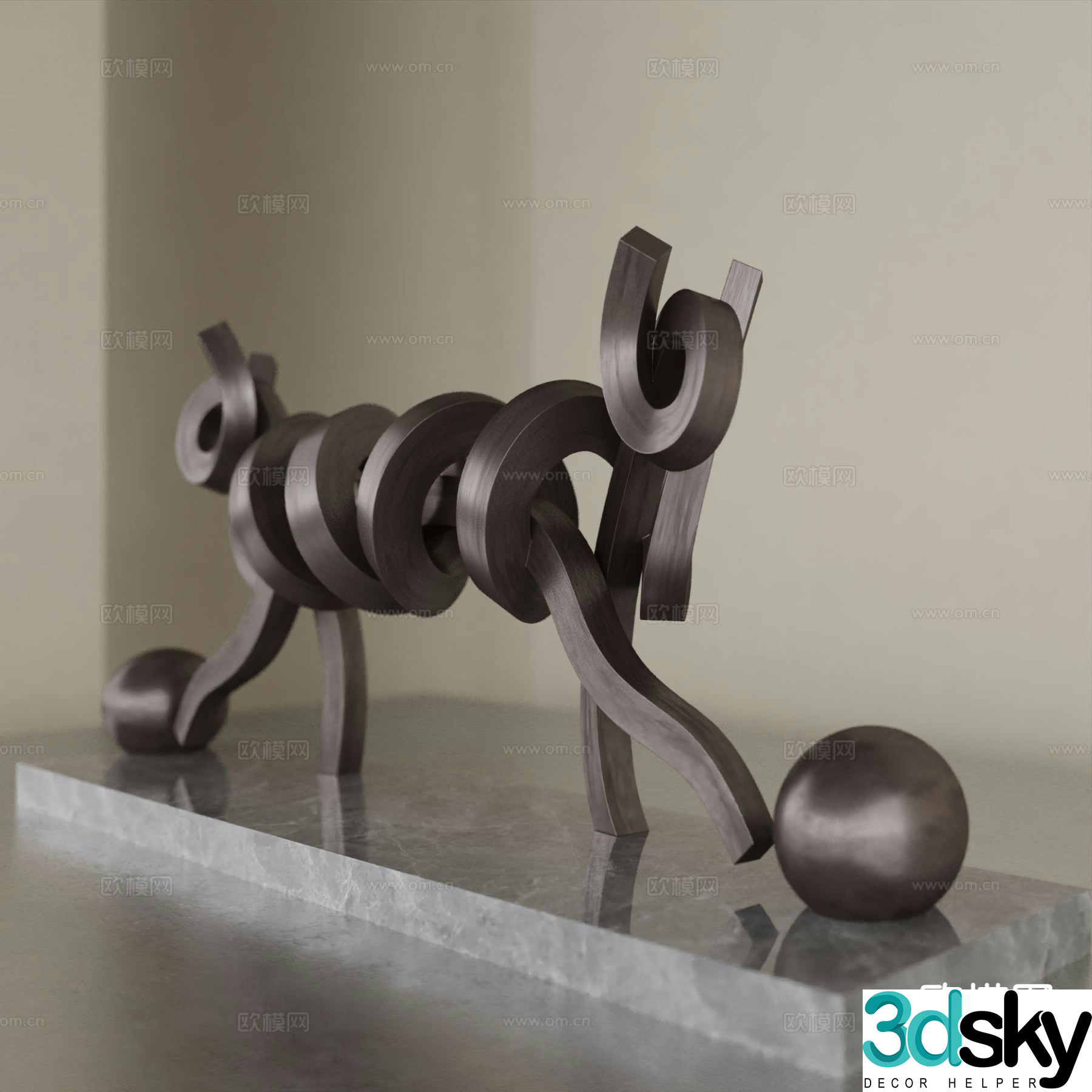 Modern sculpture ornaments animal abstract sculpture 3d model
