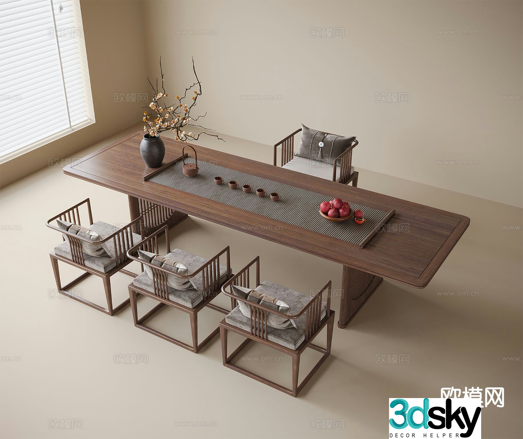 New Chinese style tea table tea table 3d model