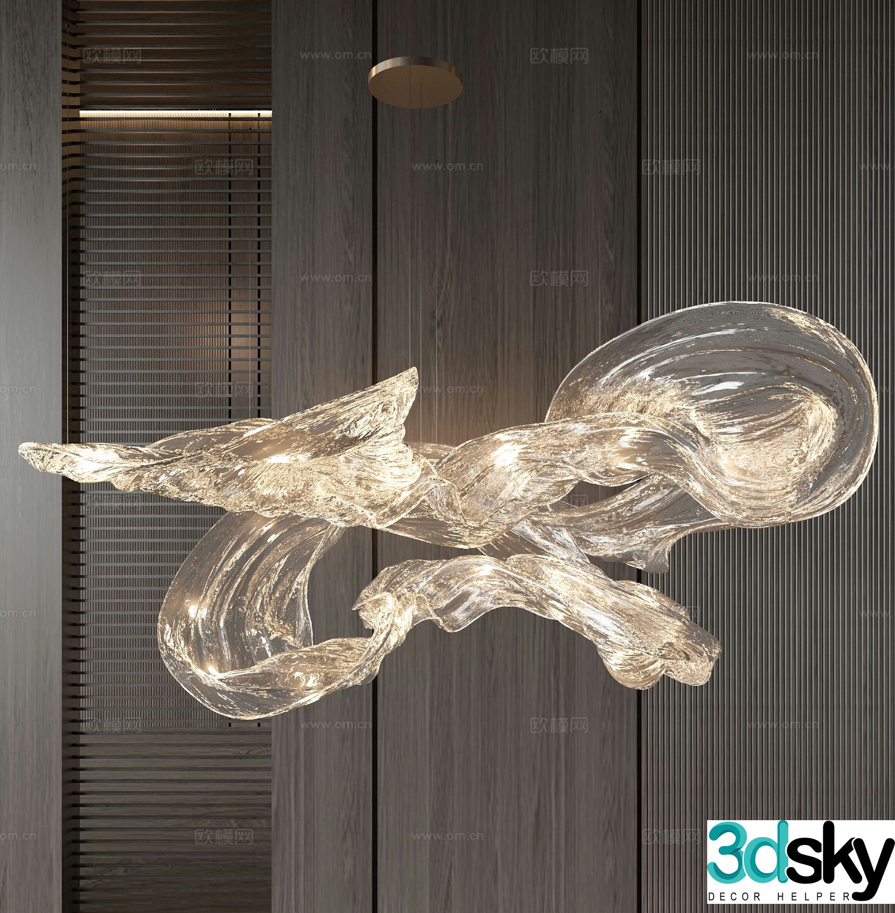 Light luxury chandelier crystal lamp 3d model