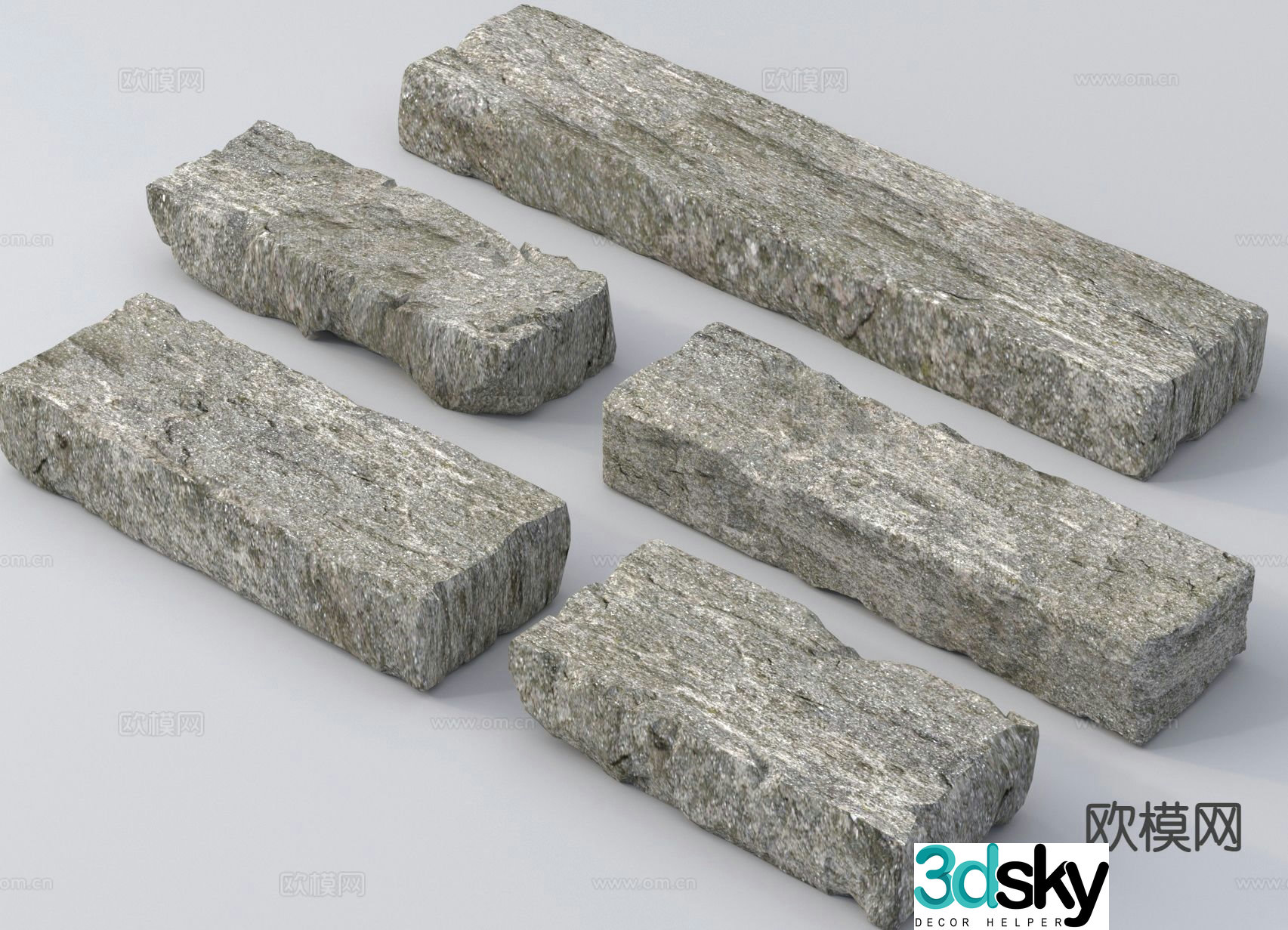 Shabby stone bench landscape stone bench Zen stone bench stone bench long stone 3D model