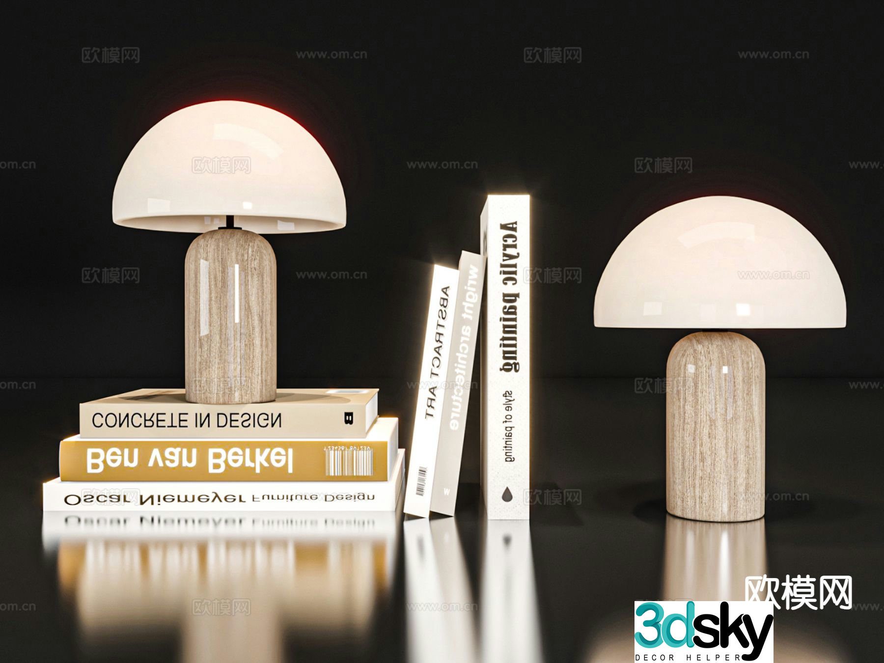 Modern jewelry books desk lamp 3d model
