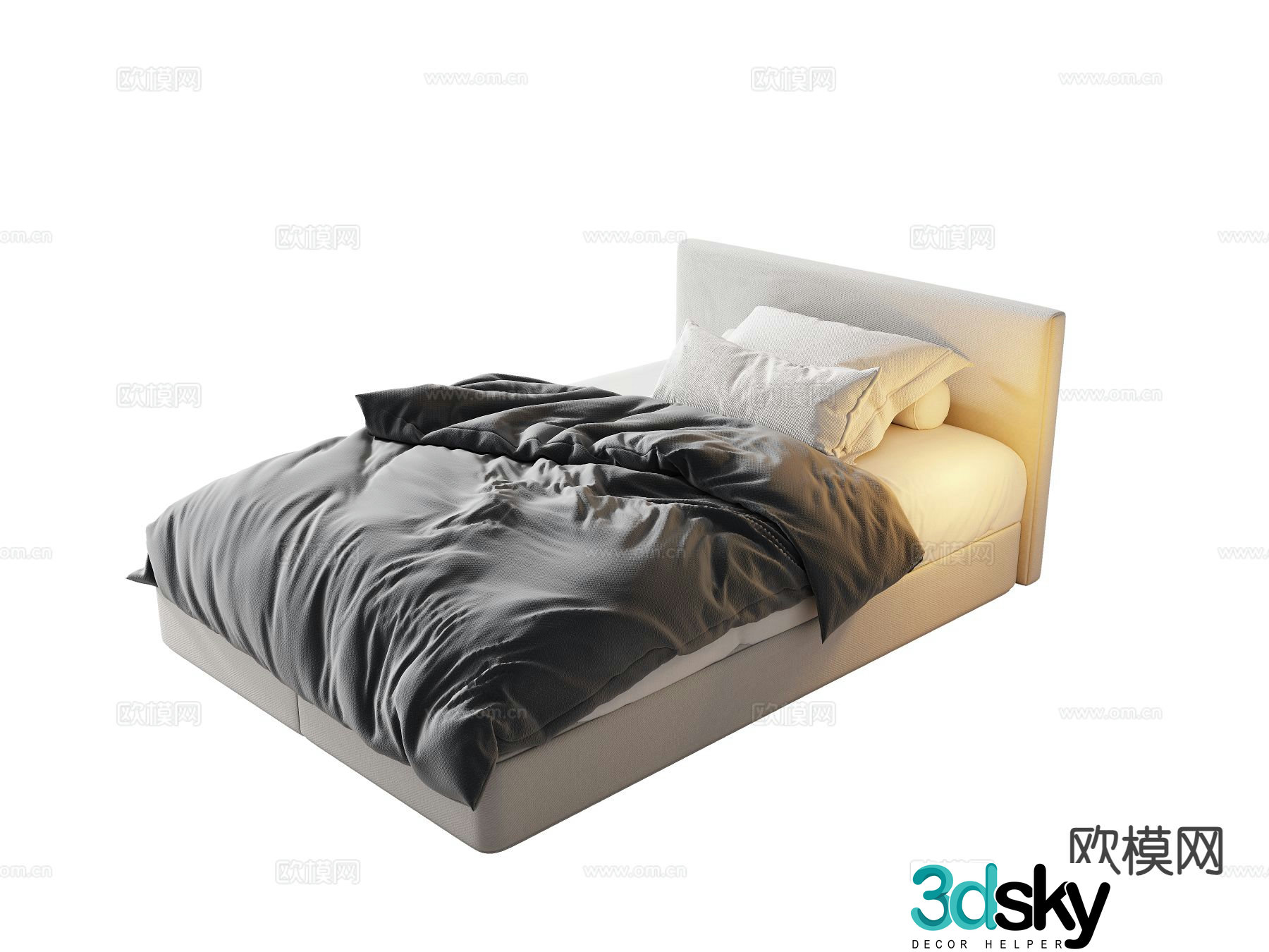 Modern single bed 3d model