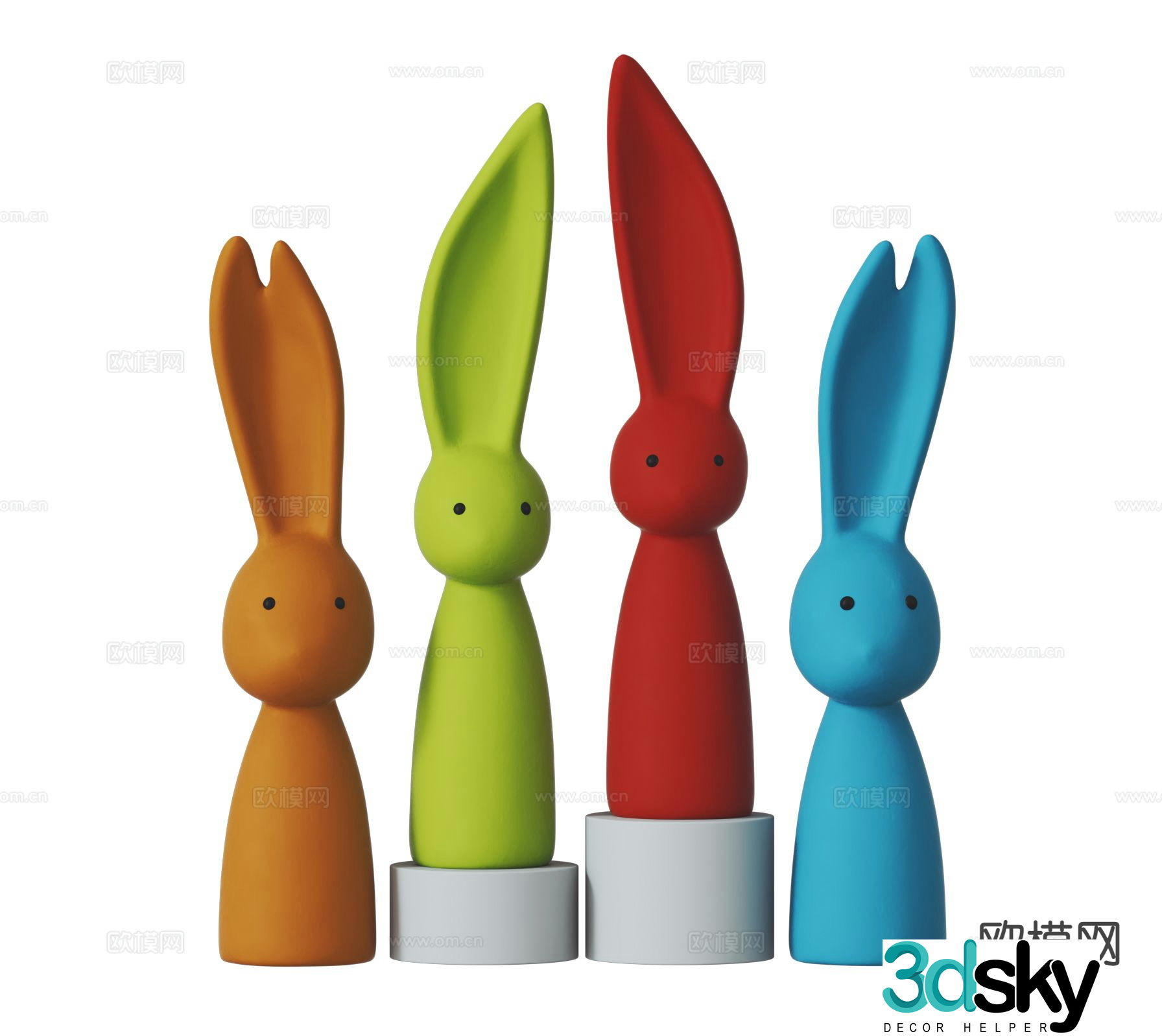 Modern Cartoon Rabbit Sculpture Trendy Decoration 3D Model