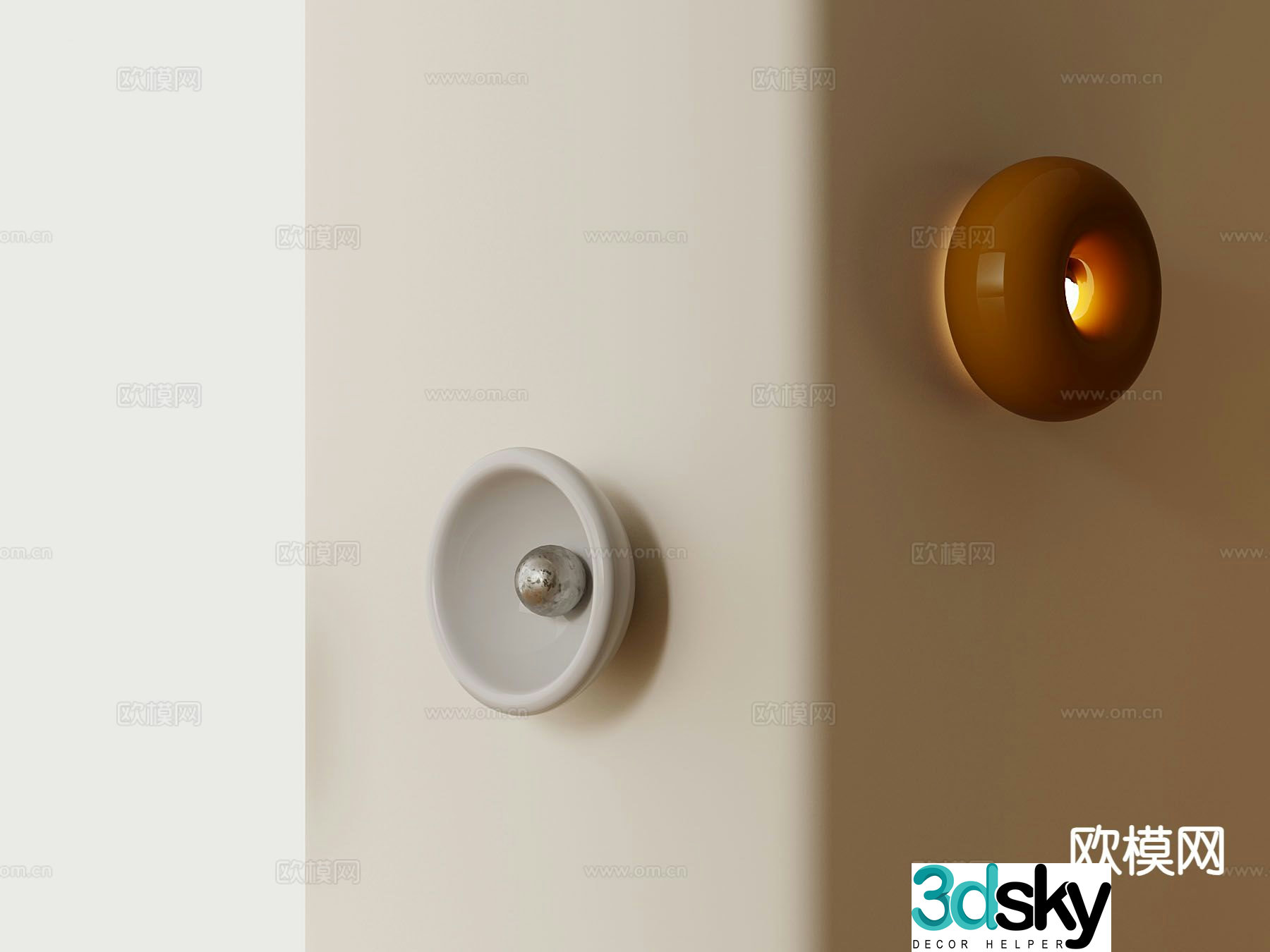 Minimalist wall light round wall light 3d model