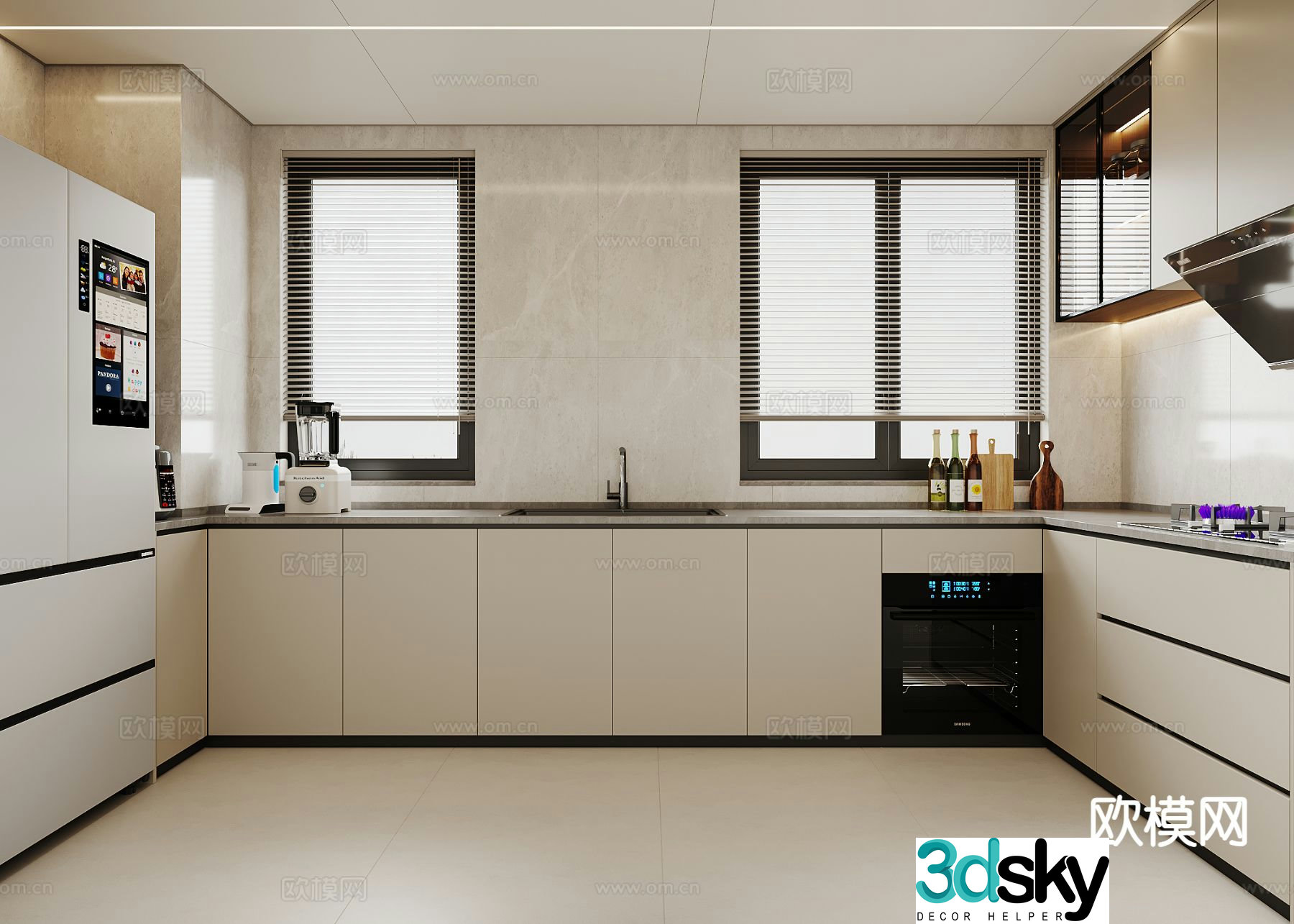 Cream style kitchen 3d model