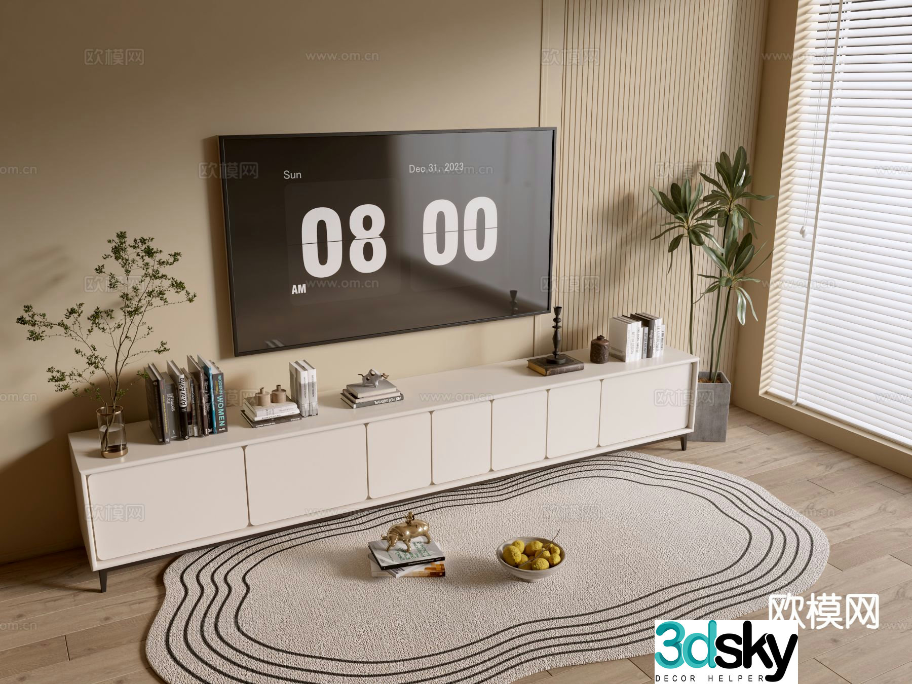 Cream style TV cabinet 3d model