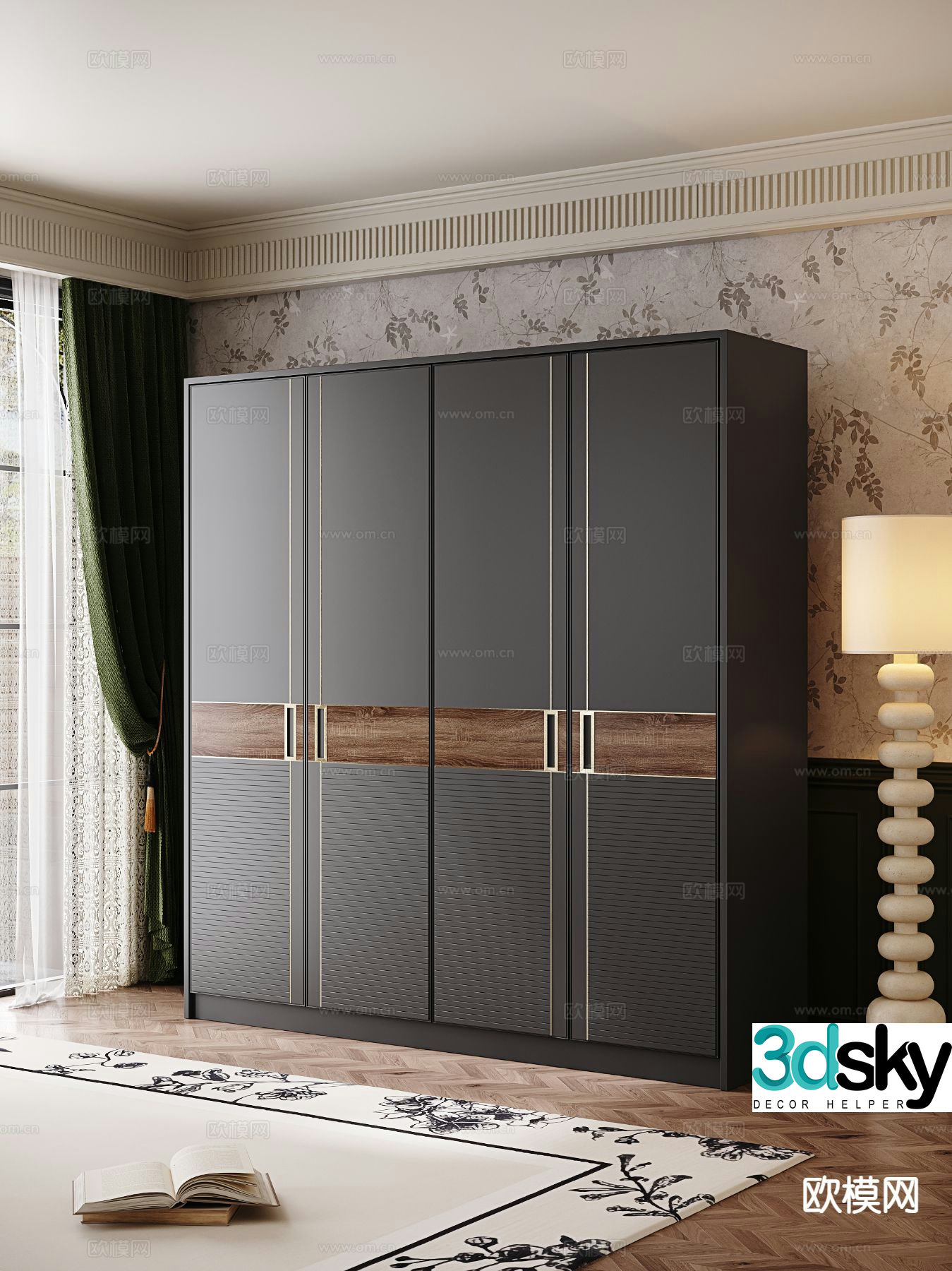 Medieval style wardrobe 3d model