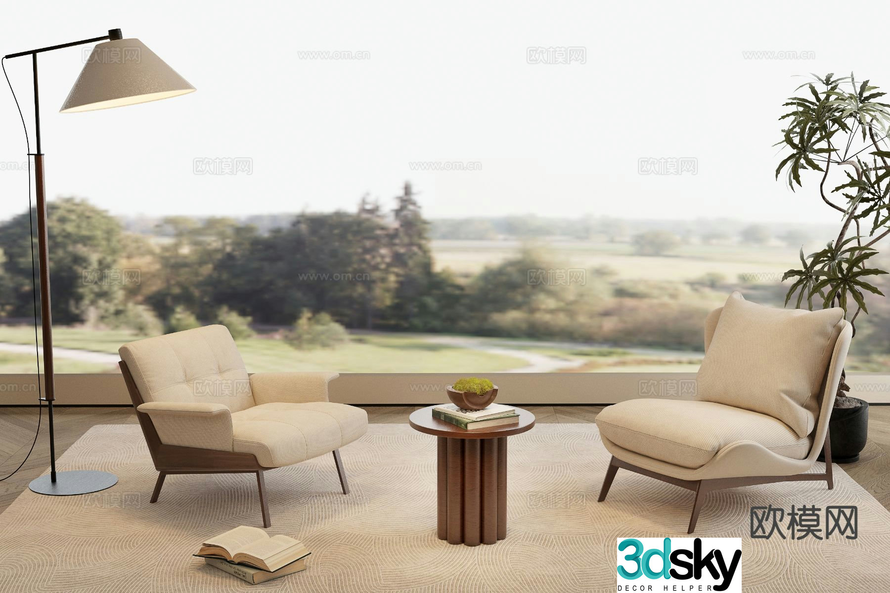 Modern chair leisure chair 3d model