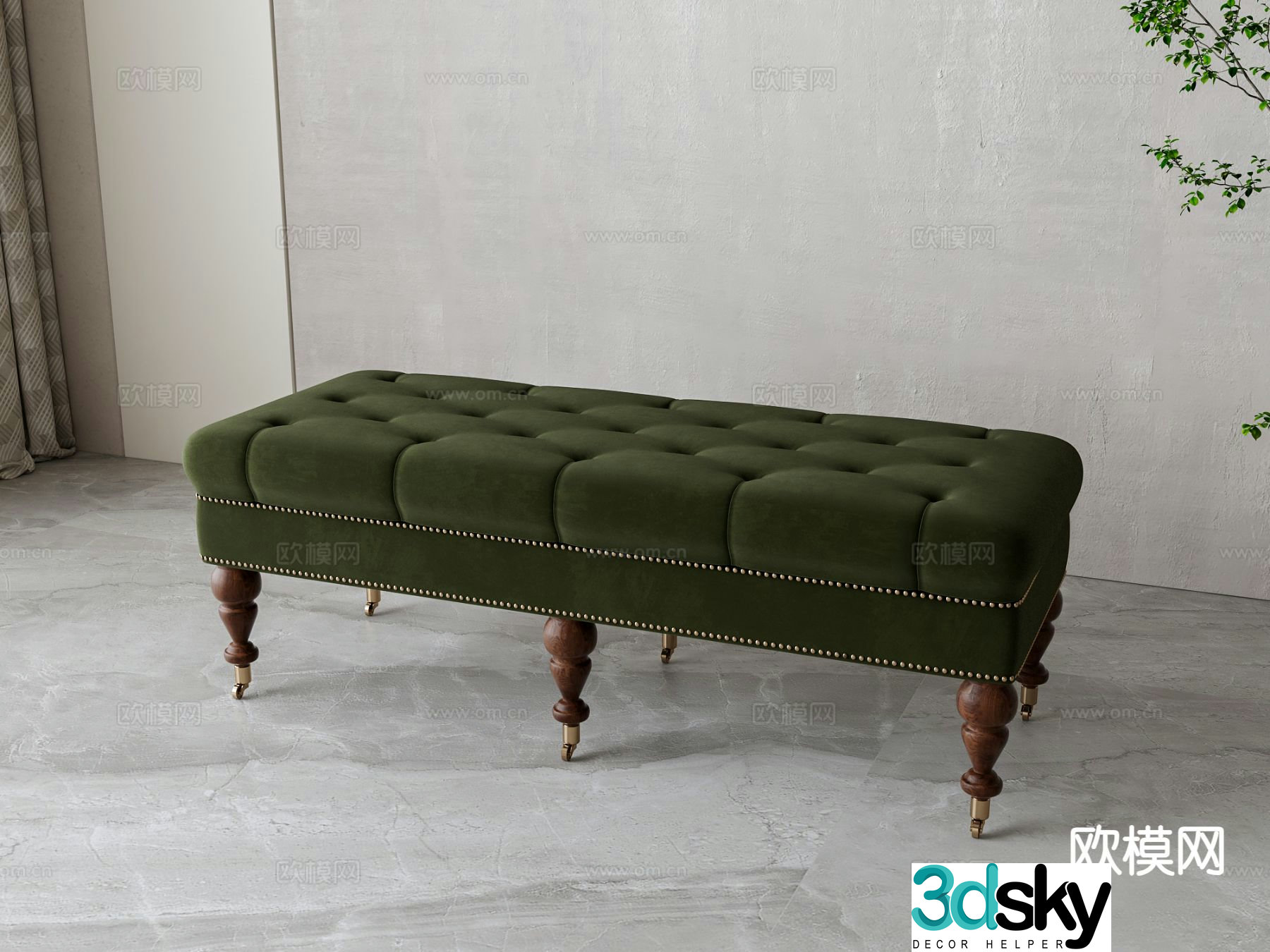 American stool bench 3d model