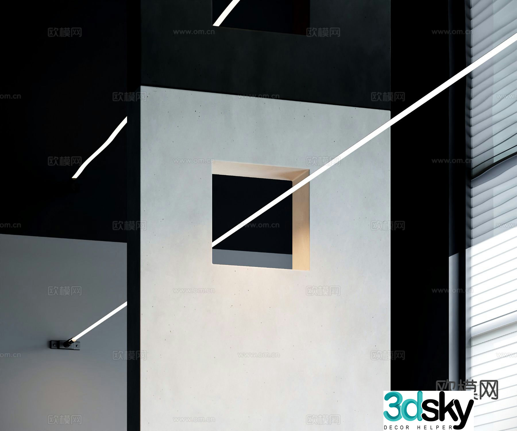 Modern skyline lights 3d model