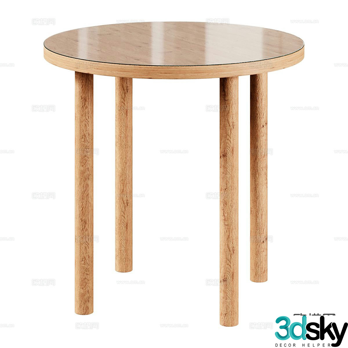 Log angle table side table round table 3D model