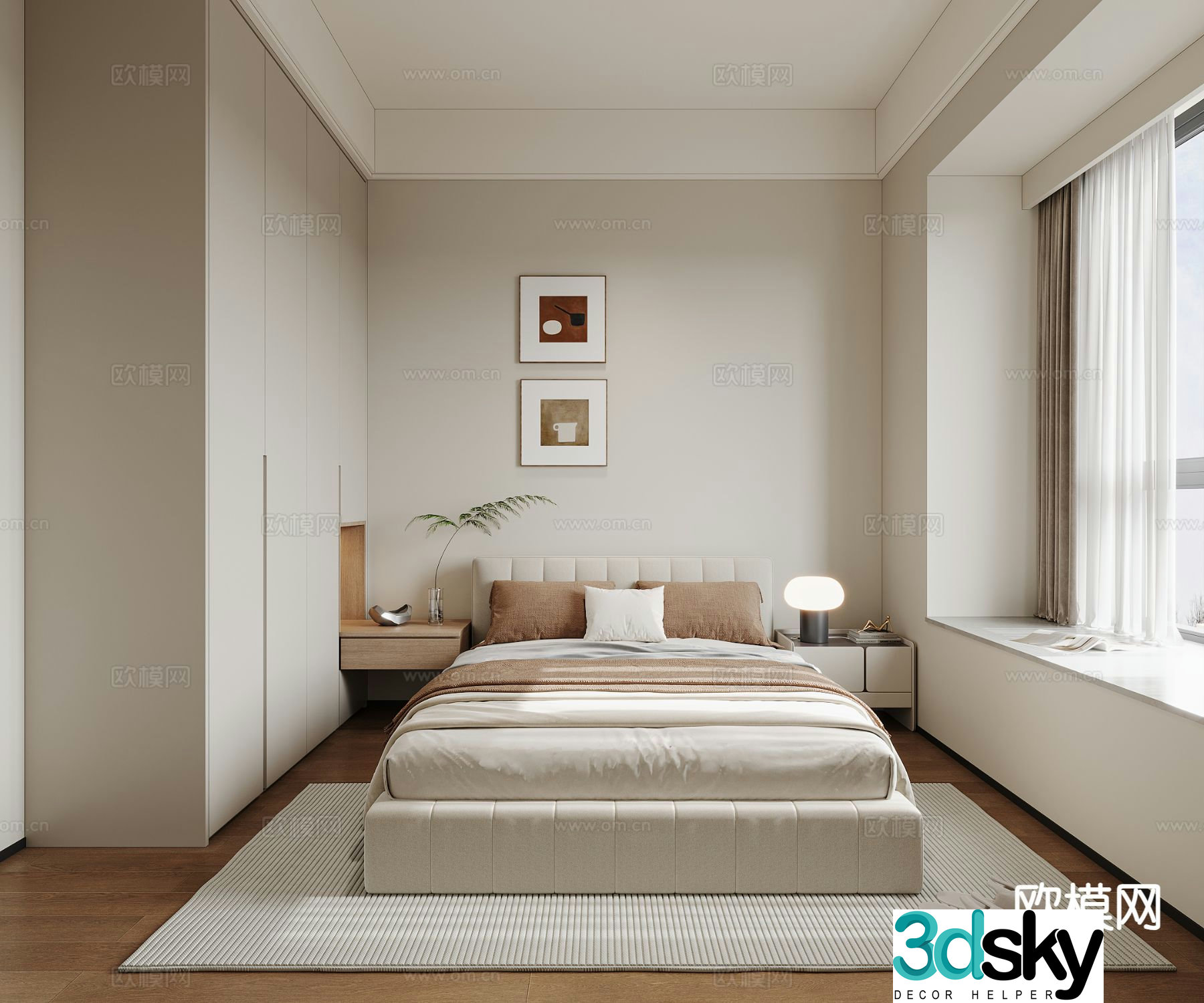 Cream style bedroom master bedroom 3d model
