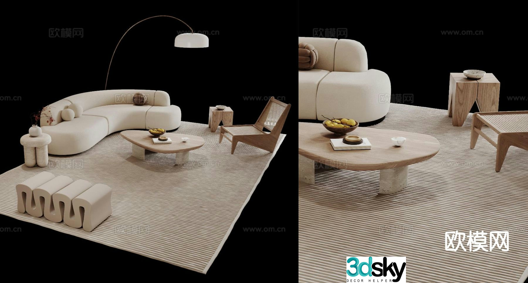 Cream style modular sofa 3d model