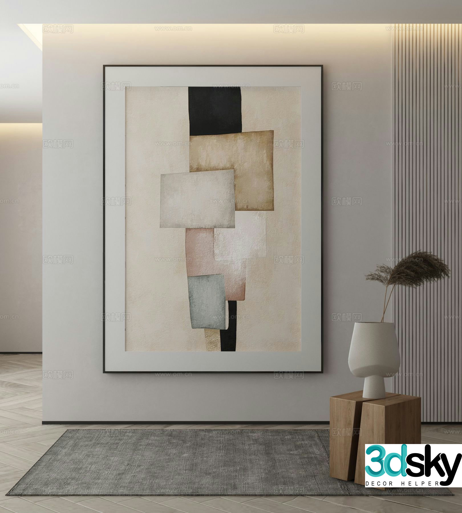Modern decorative painting abstract painting 3d model