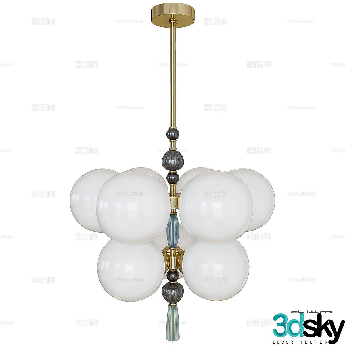 New Chinese style chandelier 3d model