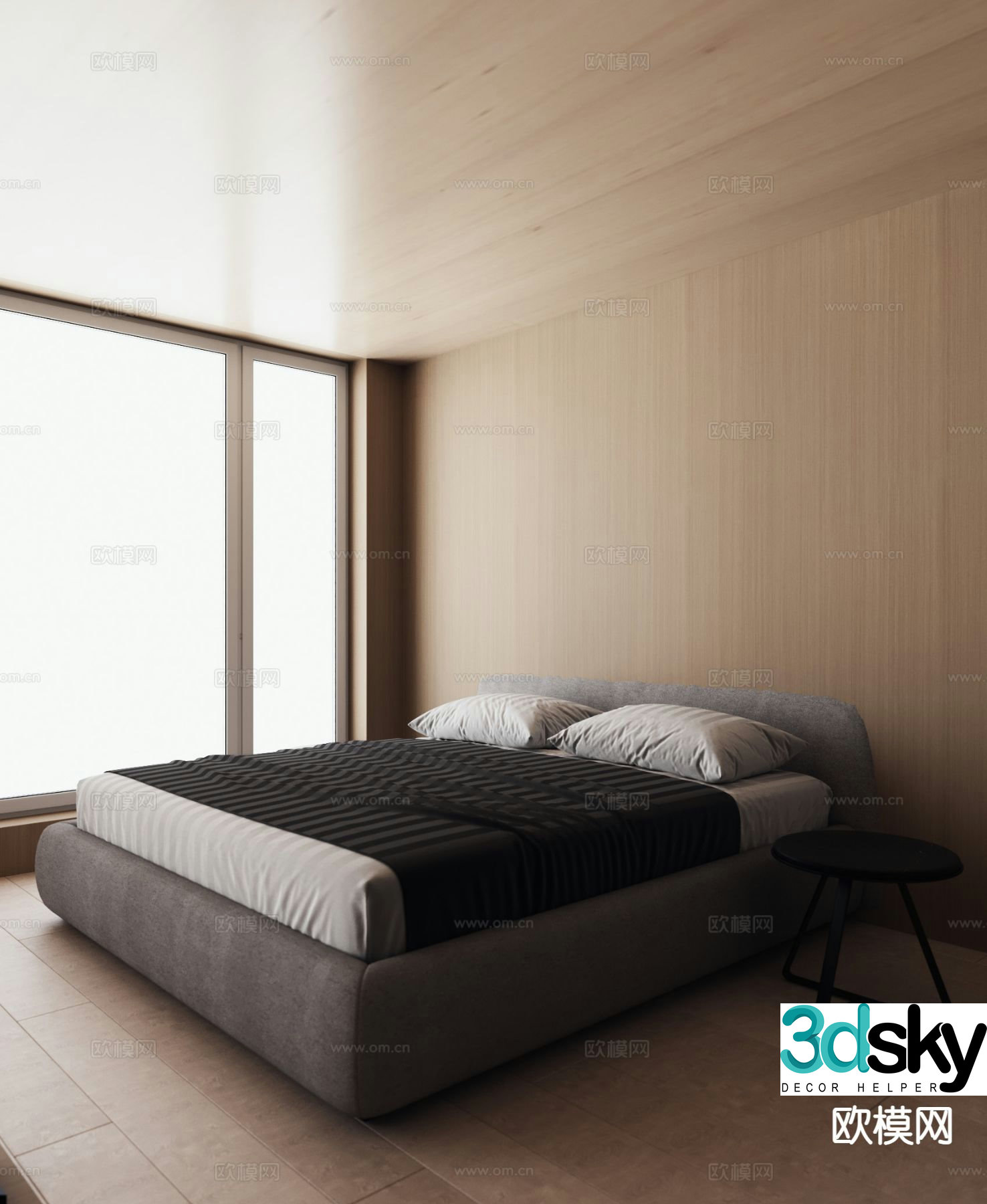Log style bedroom 3d model