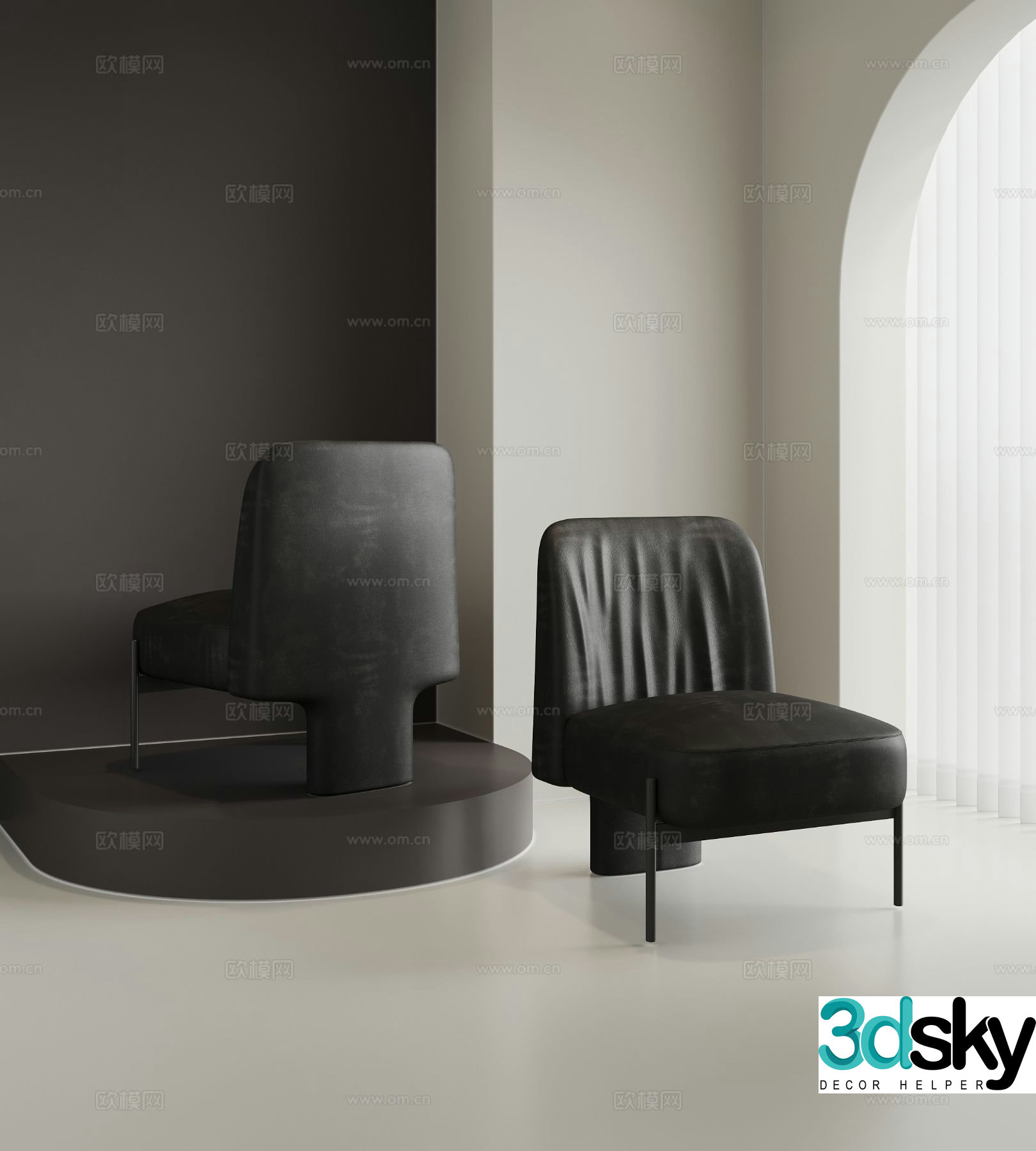 Modern single chair dining chair chair 3d model