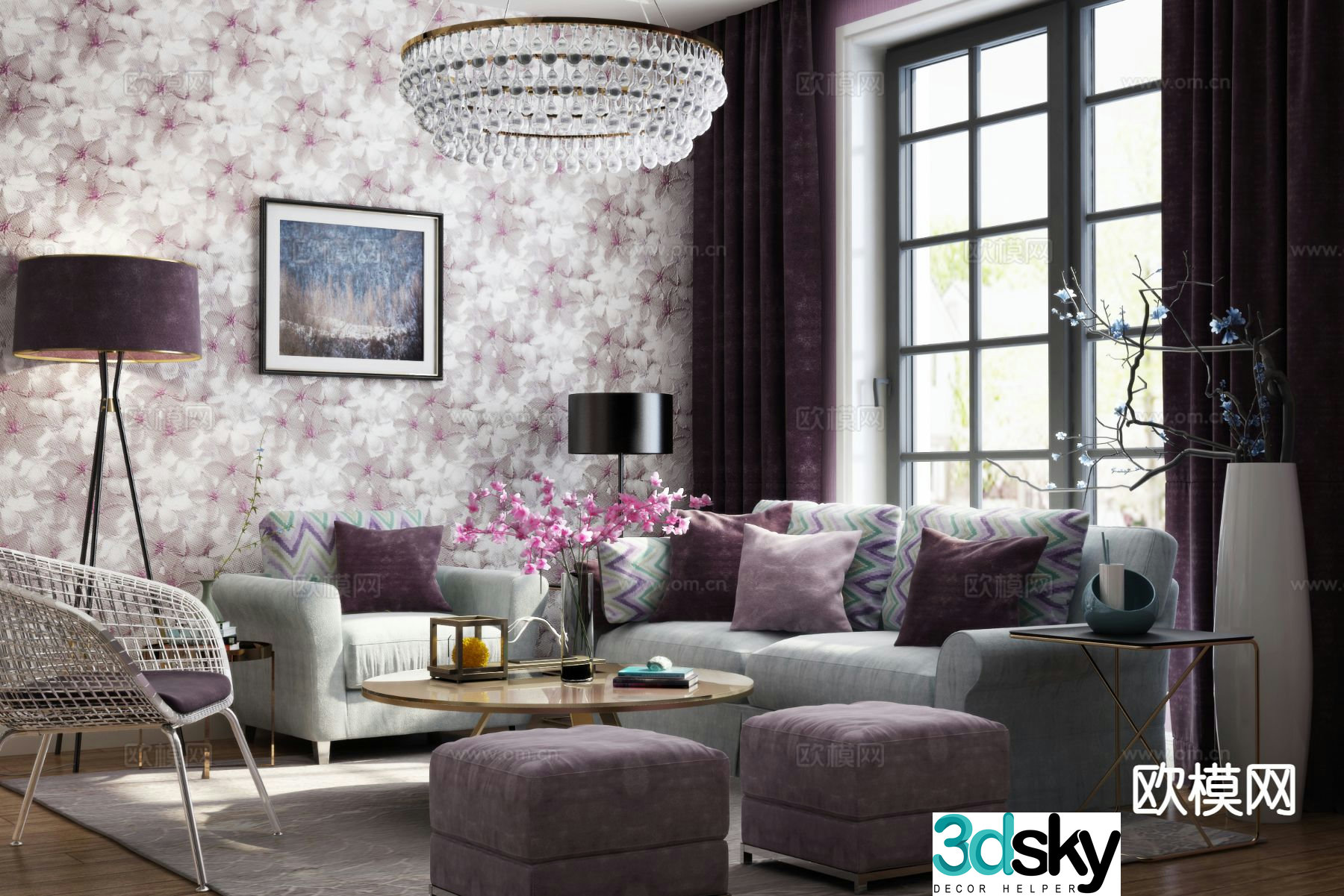 Modern sofa combination sofa coffee table combination 3d model