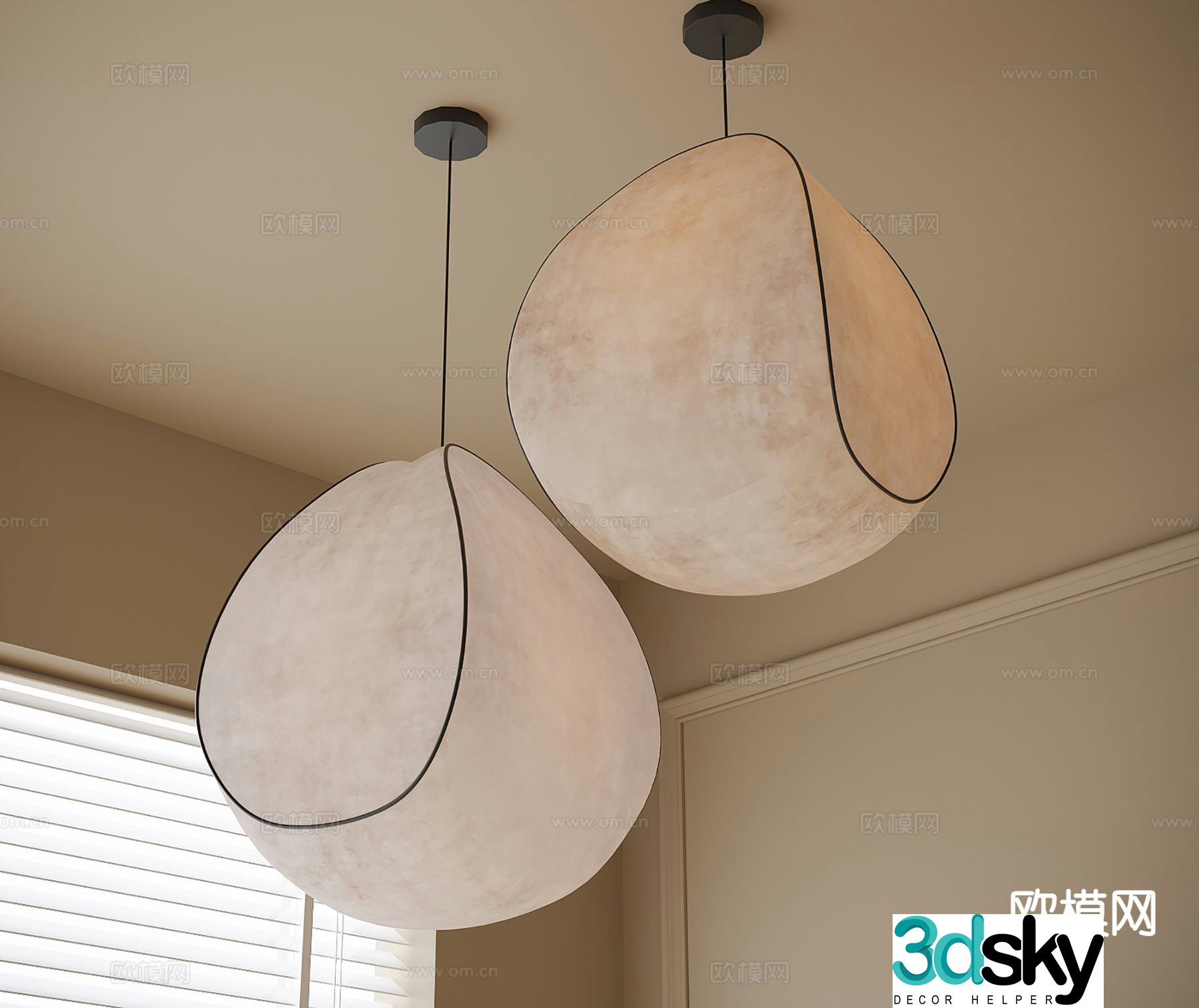 Wabi-sabi chandelier paper chandelier 3d model