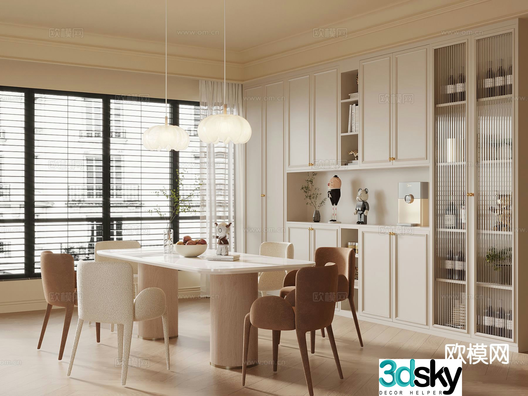 Cream style restaurant 3d model