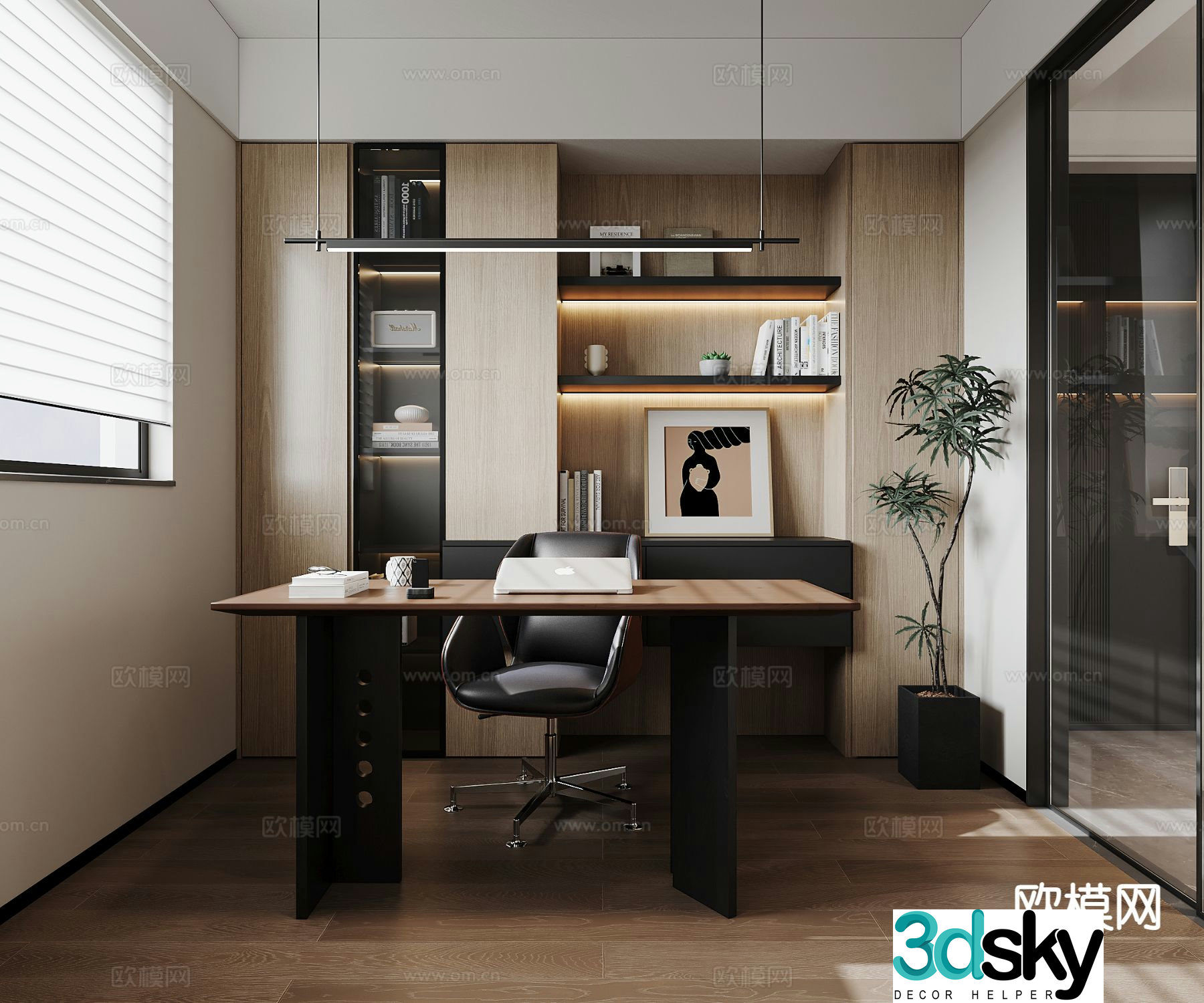 Modern study room 3d model