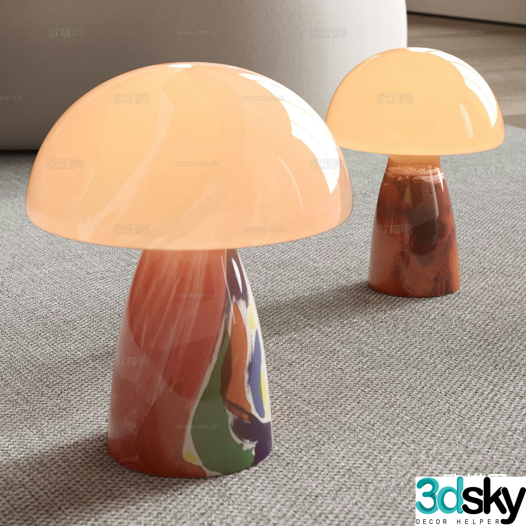 Medieval style table lamp glass table lamp 3d model