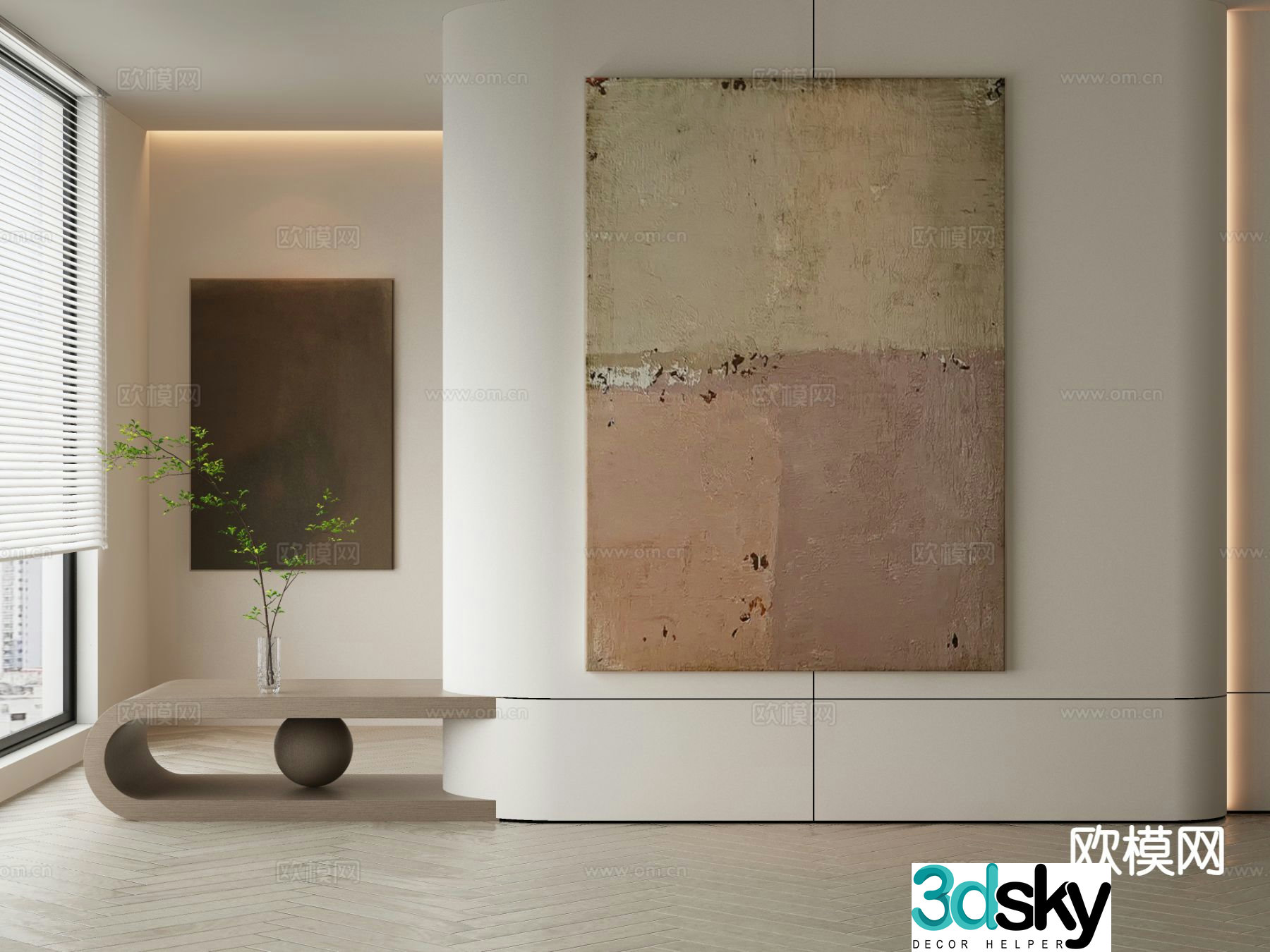 Wabi-sabi painting texture painting decorative painting hanging painting 3D model