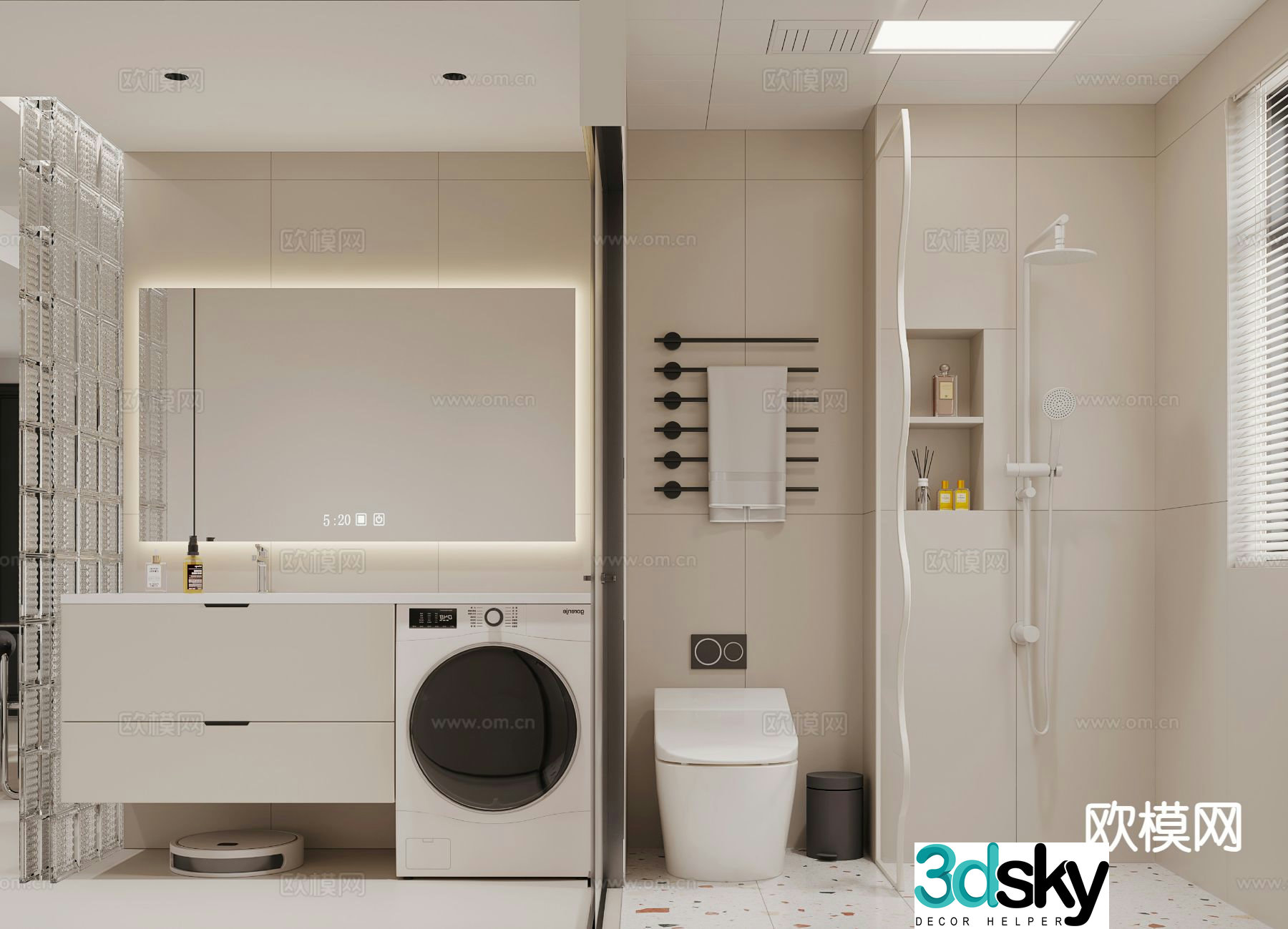 Cream style bathroom bathroom 3d model