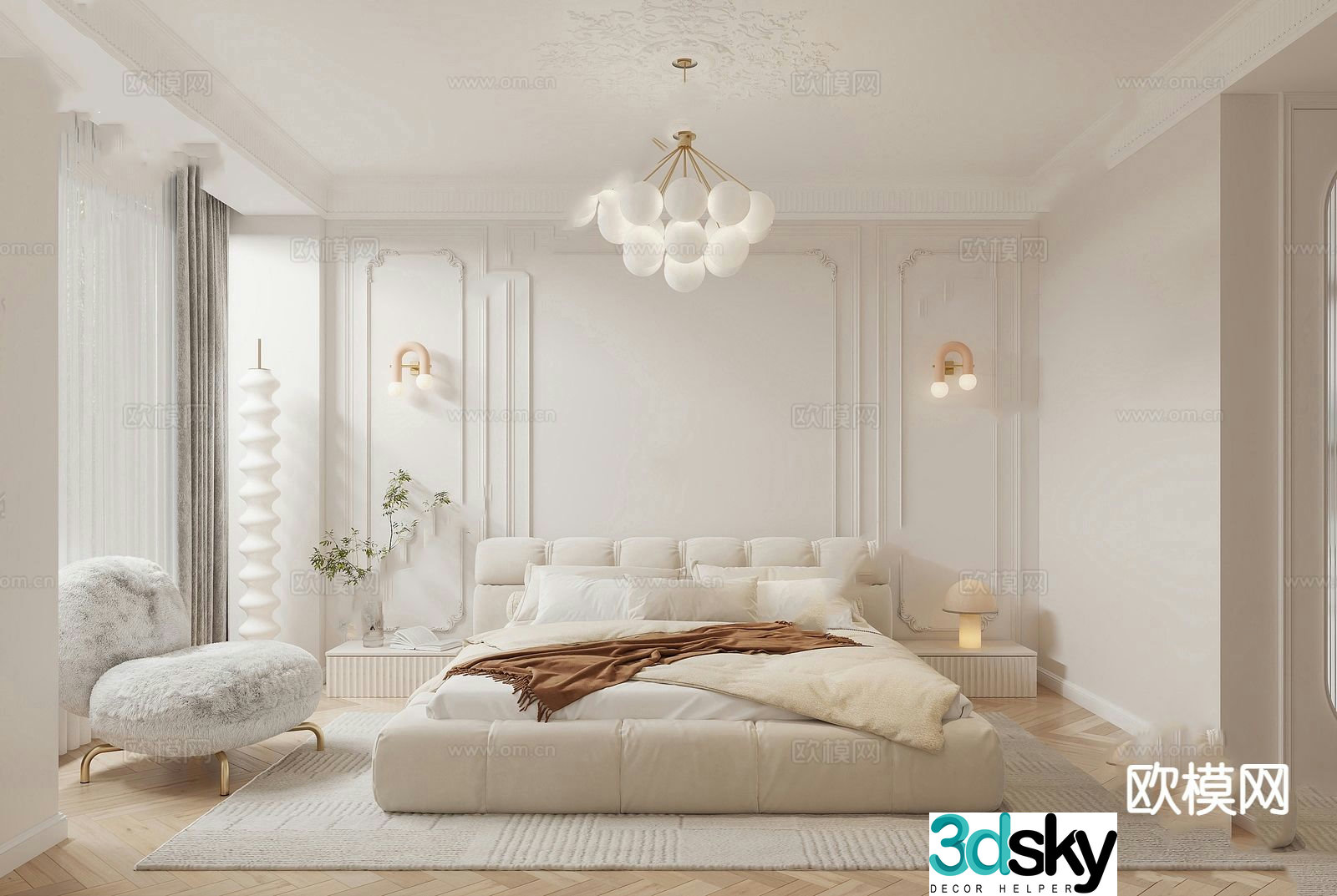 French bedroom master bedroom 3d model