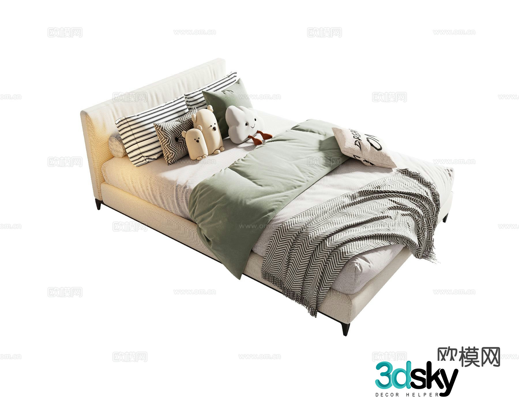 Cream style children’s bed 3d model