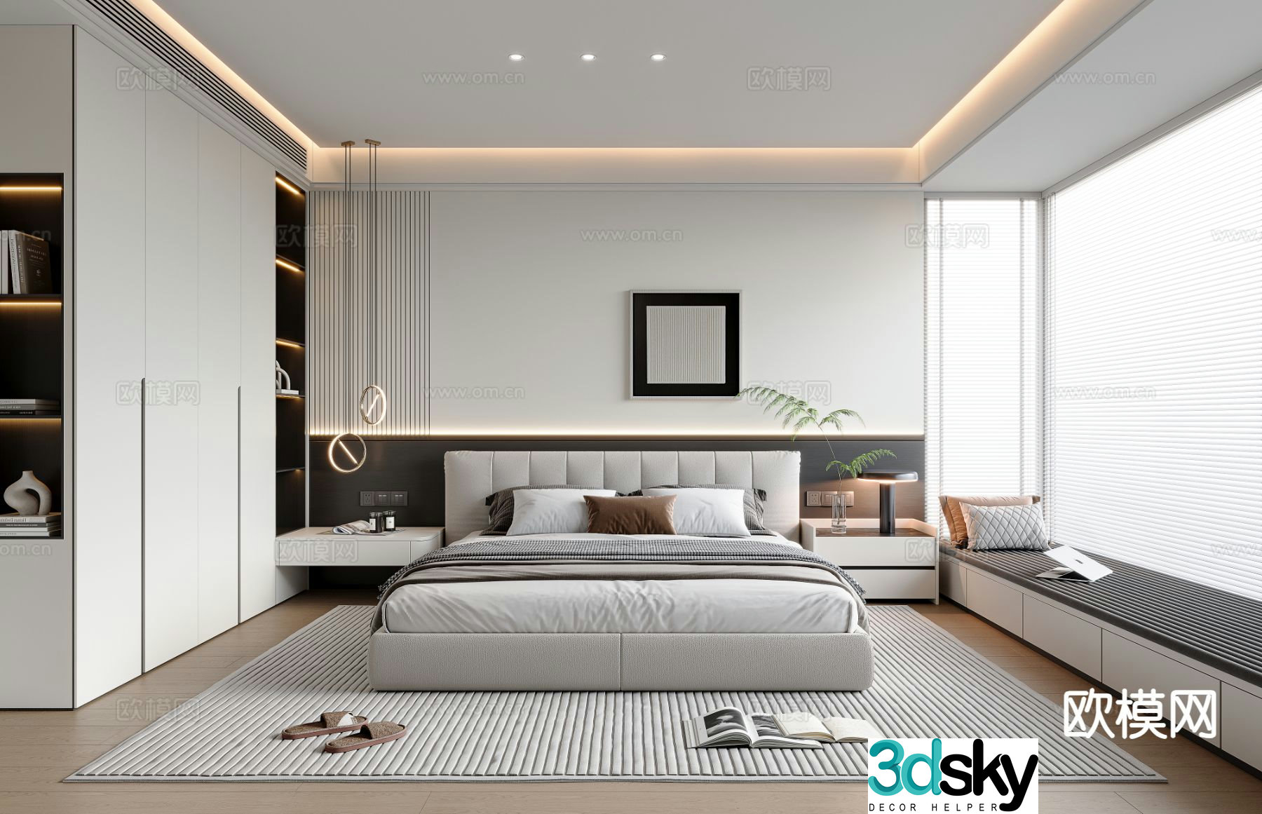 Advanced gray bedroom master bedroom 3d model