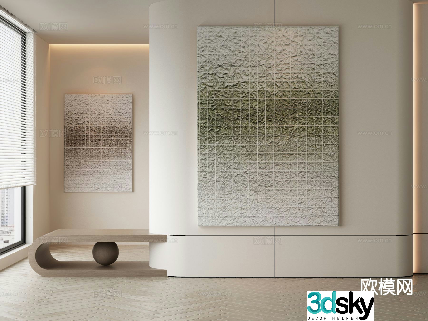 Modern texture painting decorative painting 3d model