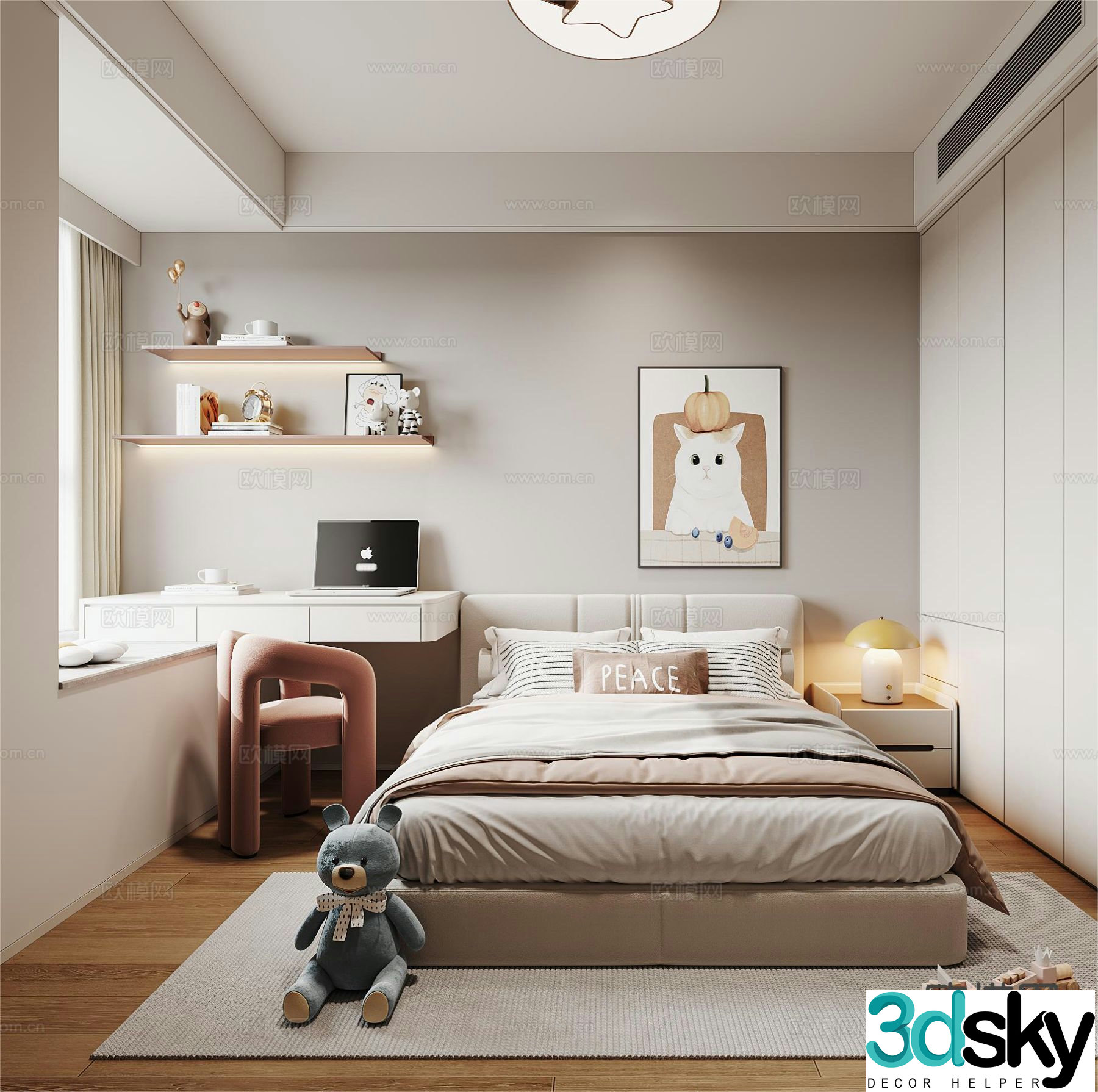 Modern children’s room girl’s room 3d model