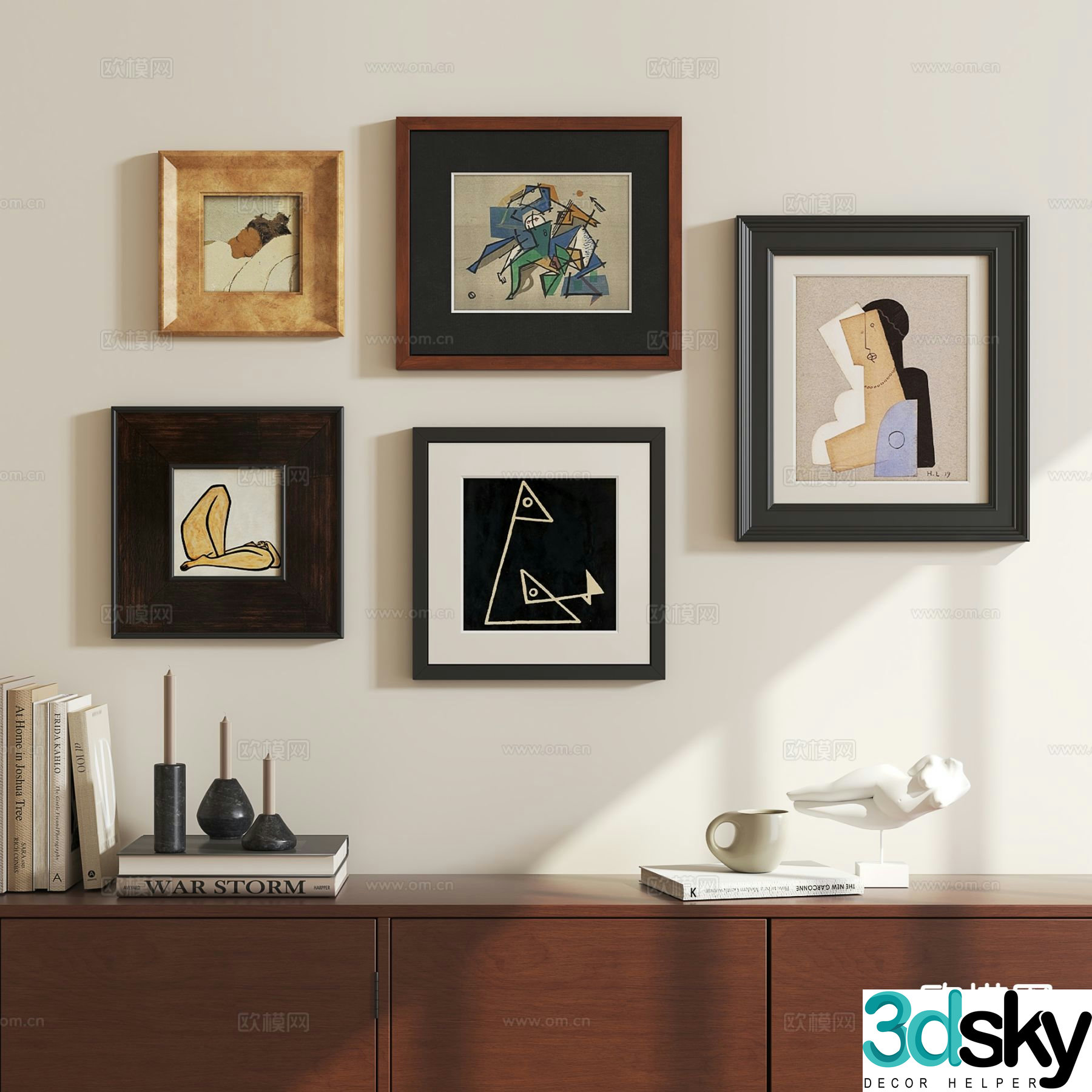 Medieval style hanging painting abstract painting 3d model