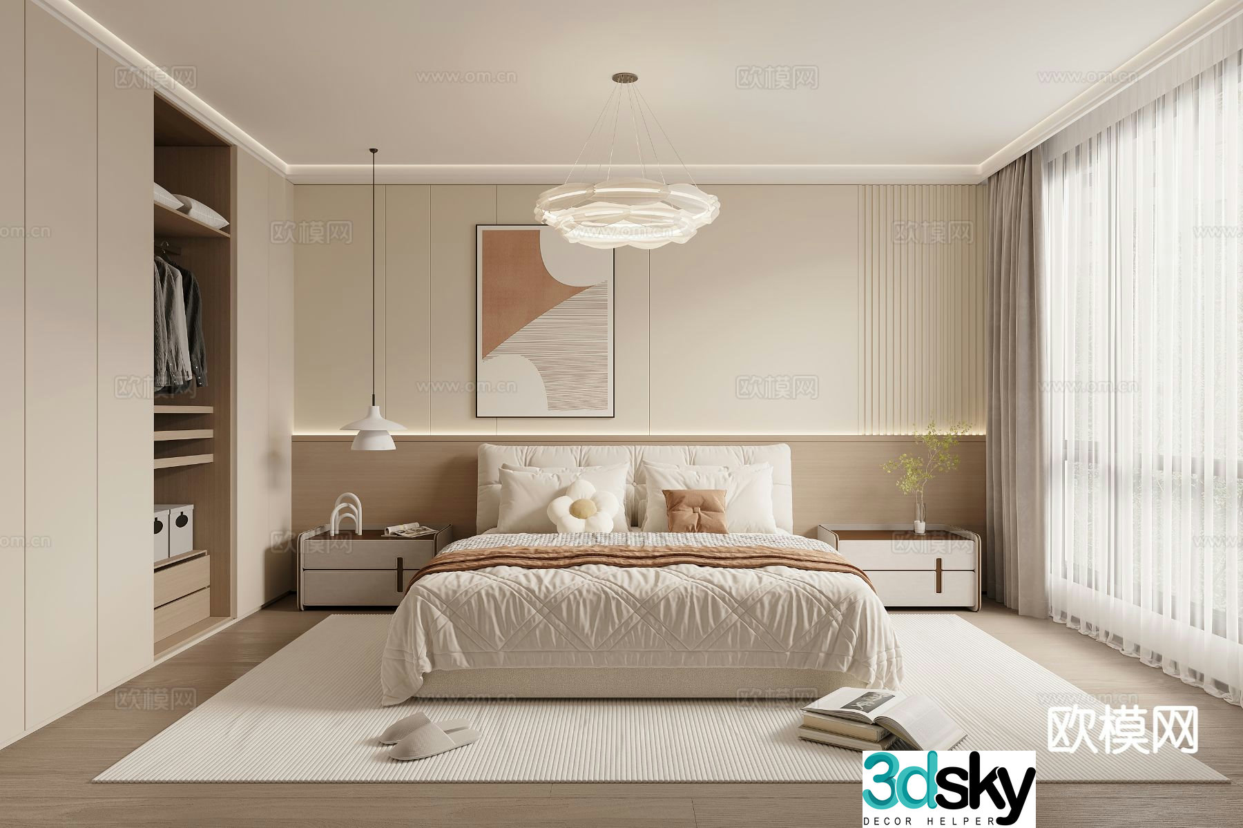 Cream style bedroom master bedroom 3d model