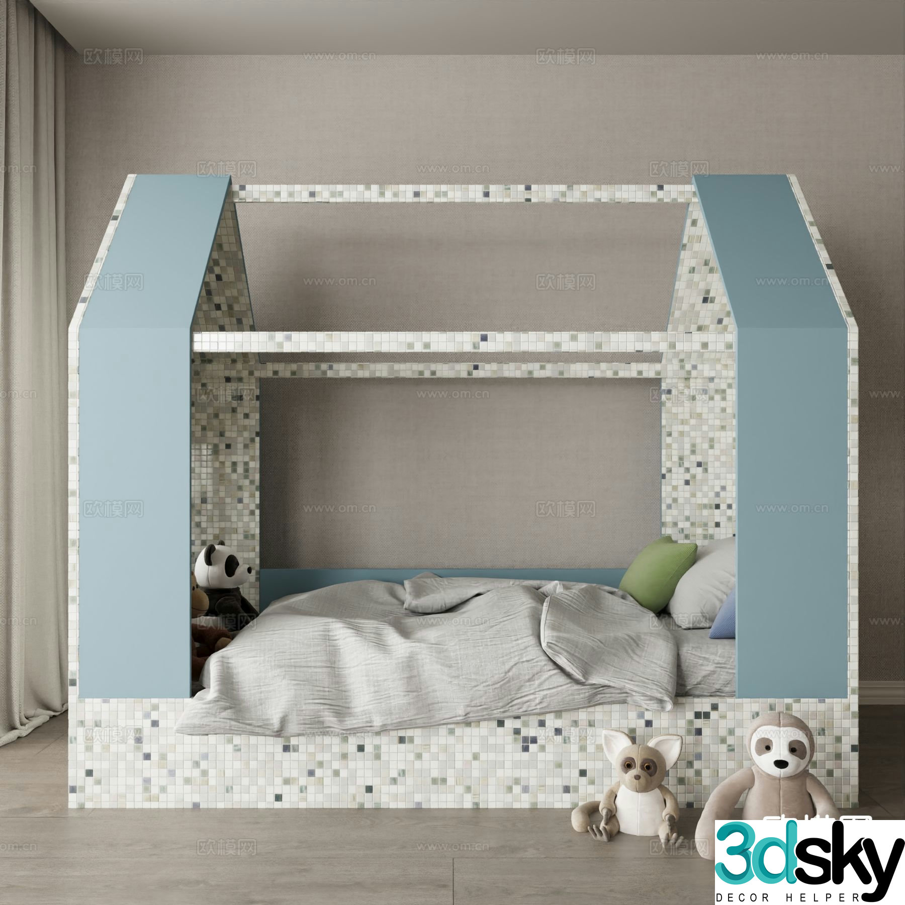 Modern children’s bed boy bed 3d model