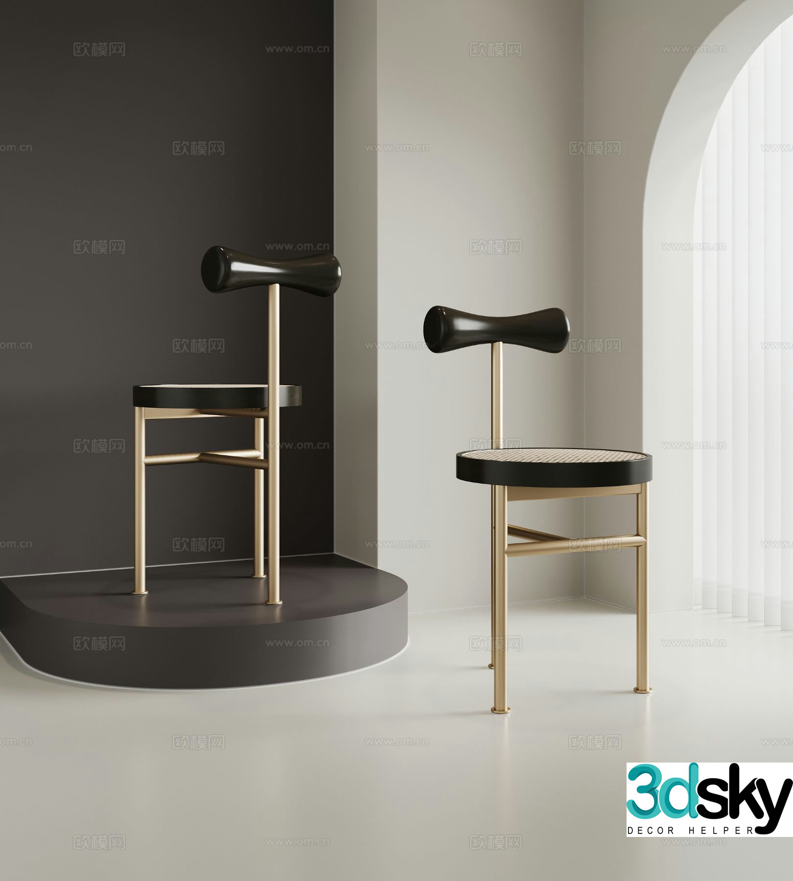 Light luxury chair dining chair 3d model
