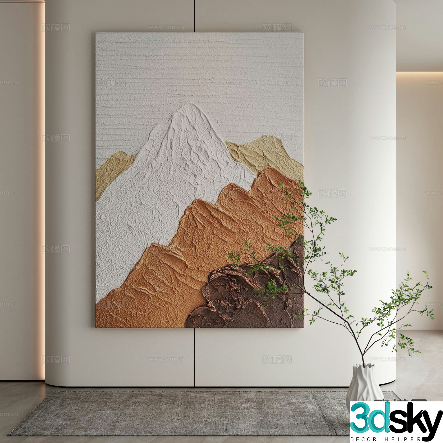 Modern texture painting decorative painting 3d model