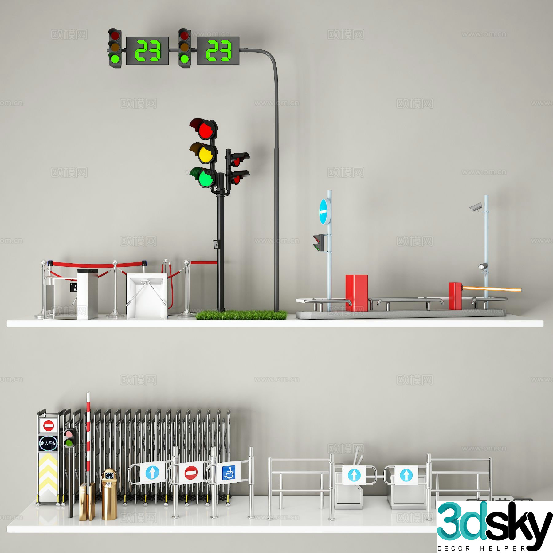 Transportation facilities, traffic lights, access control, electric retractable door 3D model