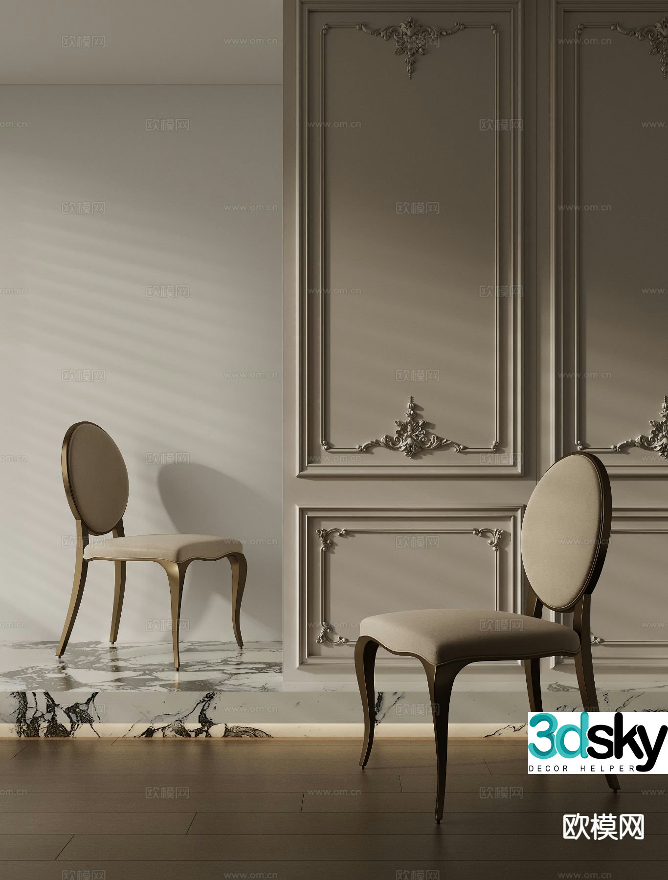 French chair dining chair single chair 3d model