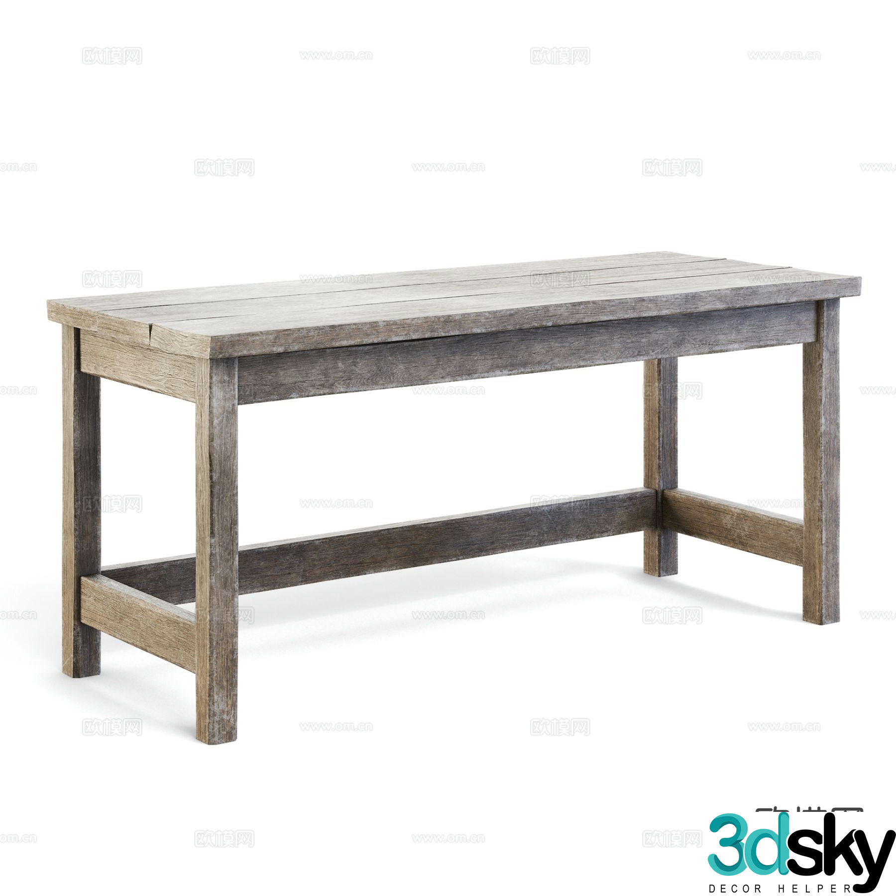 Log style table old wooden table old desk 3d model