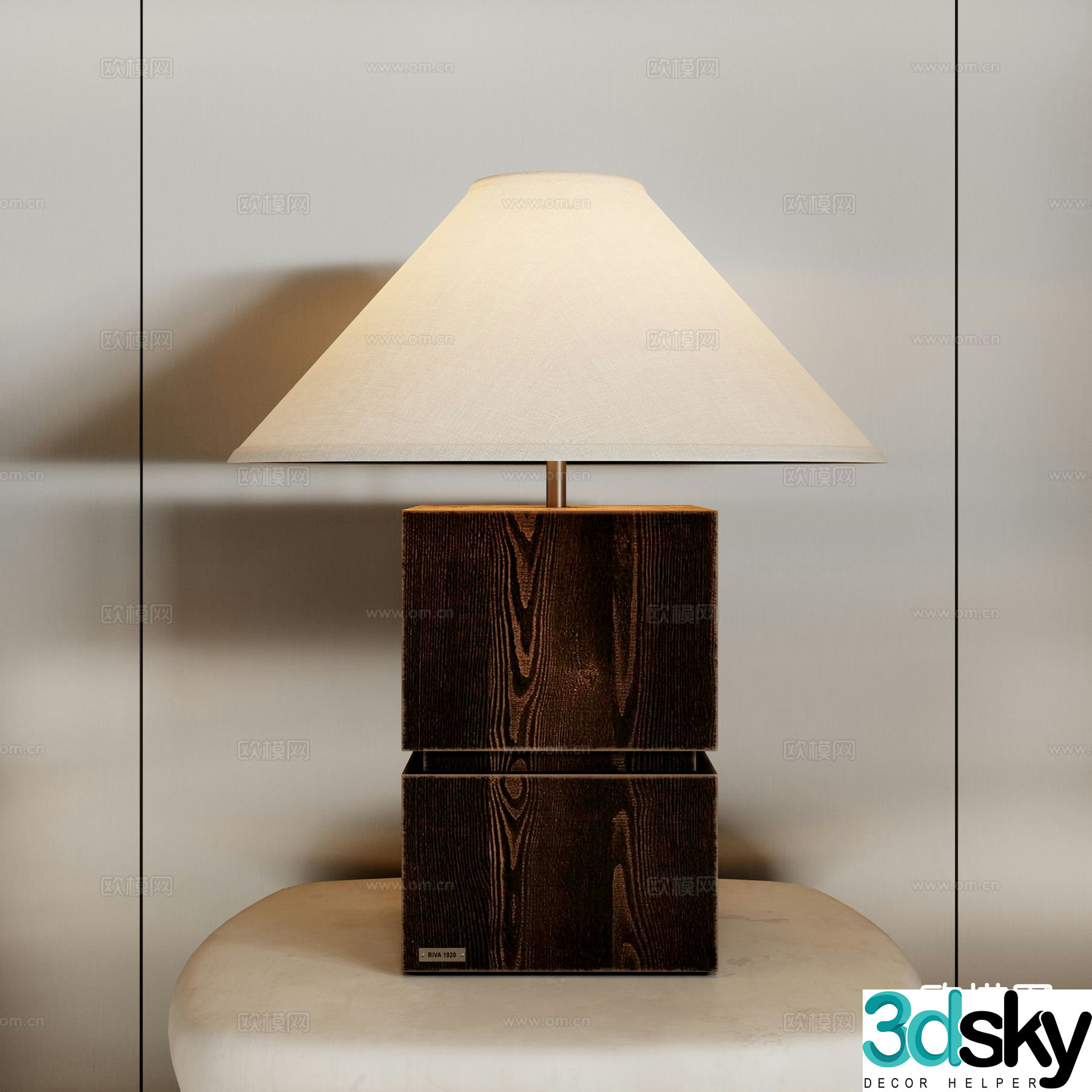 Medieval style desk lamp wooden desk lamp 3d model