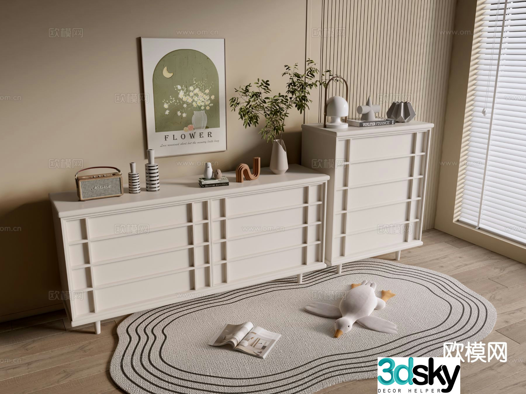 Modern entryway cabinet 3d model