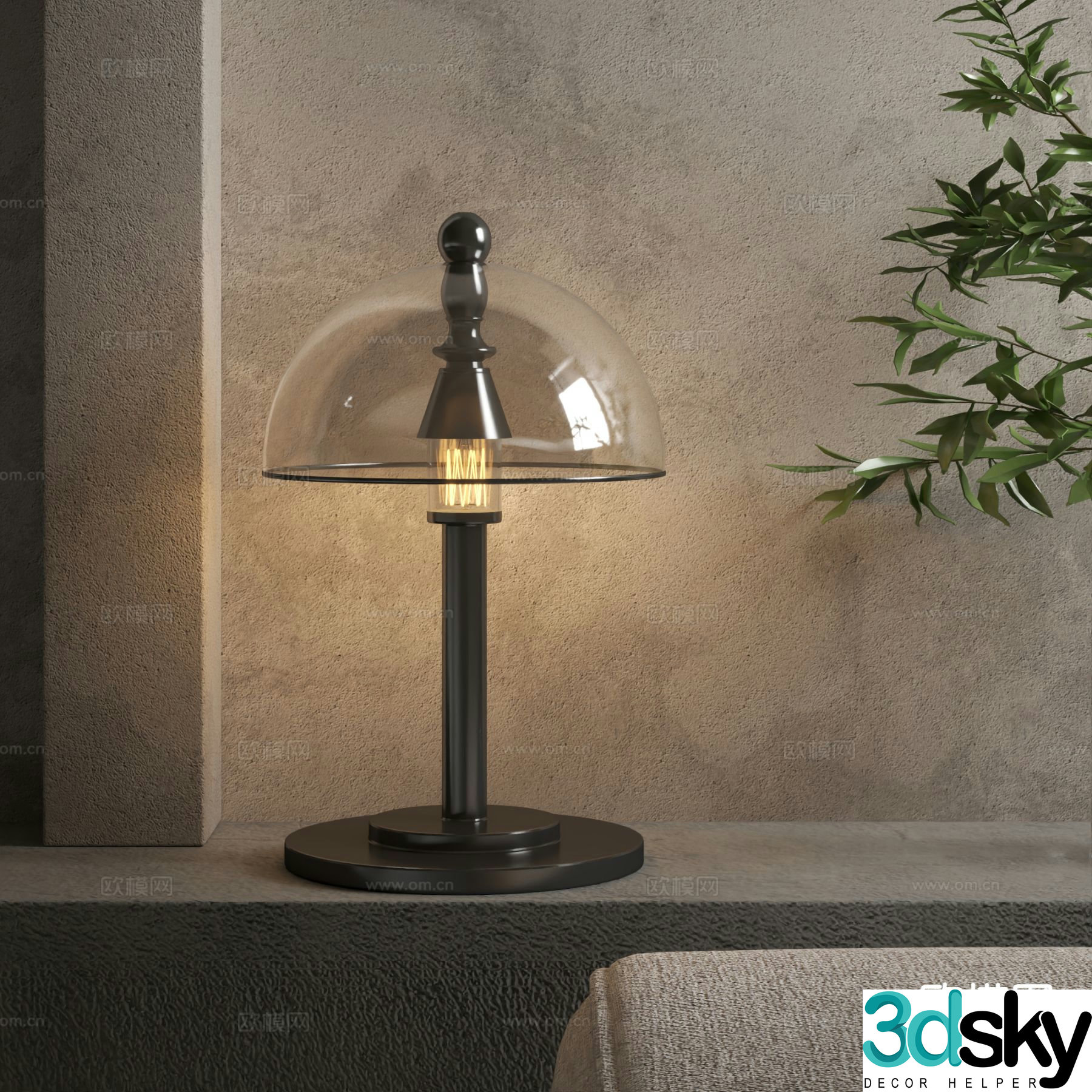 Modern glass table lamp 3d model